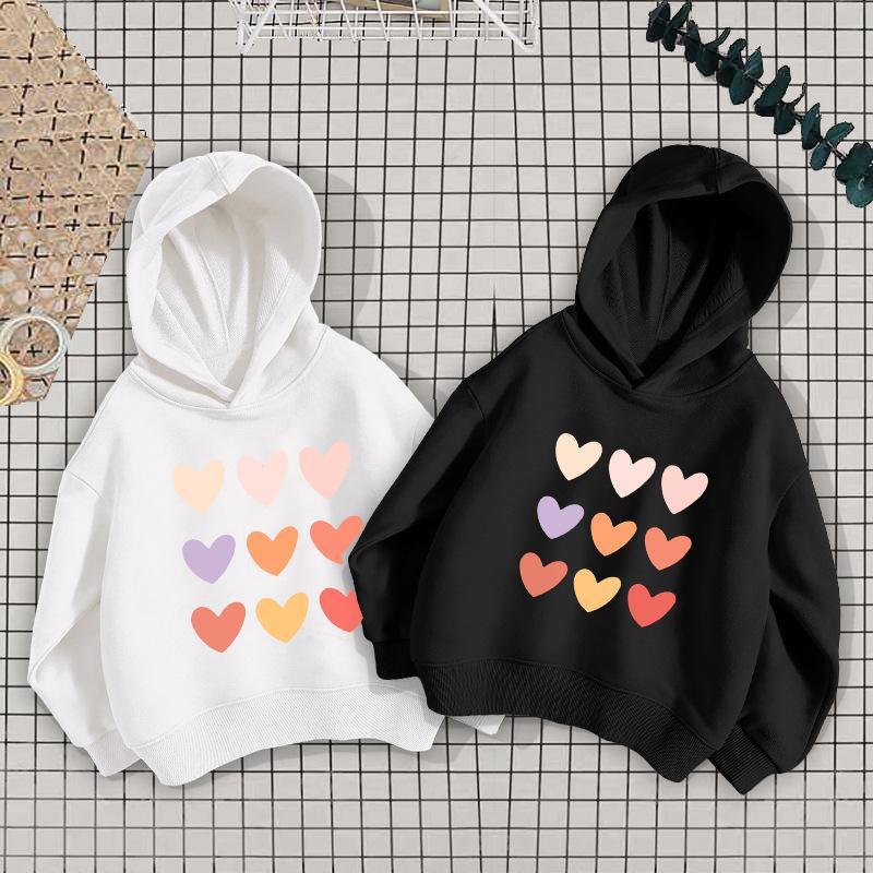 Baby Girls Boys Hoodie Solid Color Heart Cotton Spring Autumn Tops Soft For Girls Boys Long Sleeve Home Wear Tops