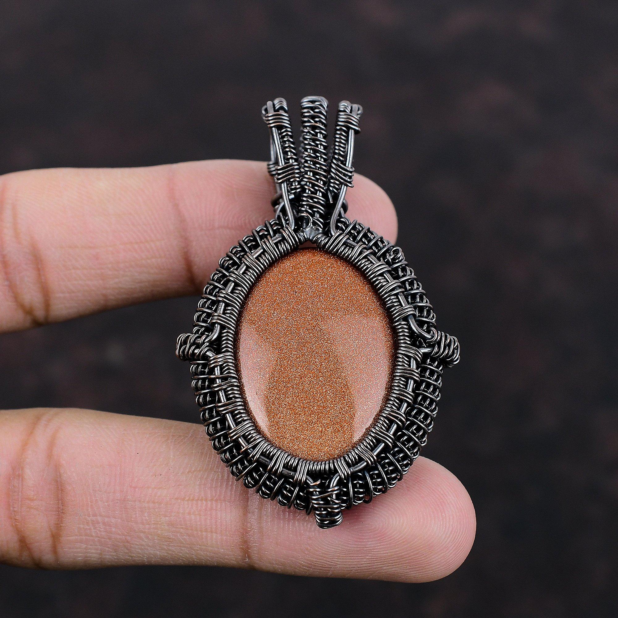 Sun Sitara Gemstone Pendant Copper Wire Wrapped Pendant Handmade Jewelry Designer Pendant Copper Jewelry Ethnic Style Pendant Gift For Wife