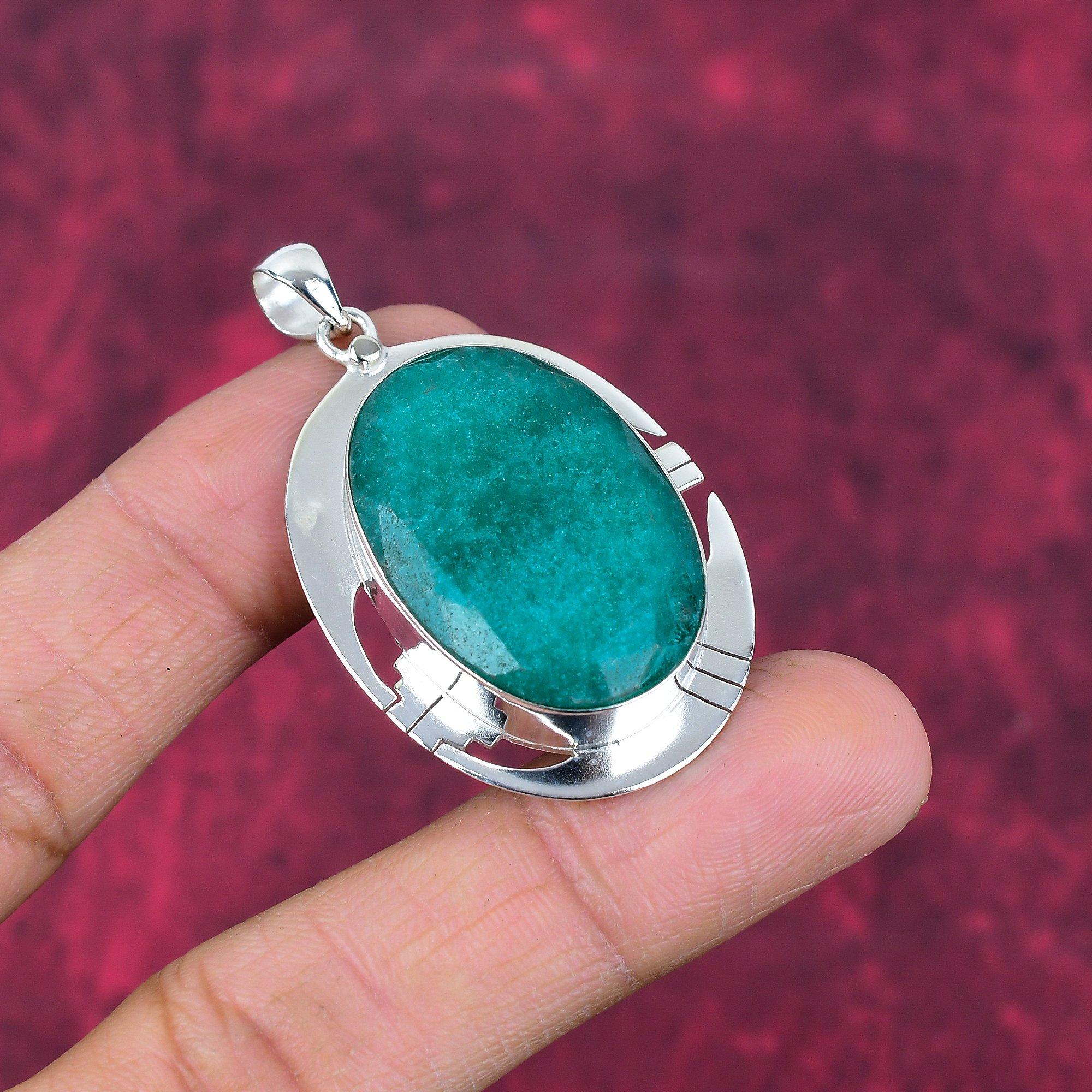 Smaragd Anhänger, 925 Sterling Silber Anhänger Edelstein Schmuck, handgefertigter Anhänger erstaunlicher Schmuck, Geschenk für Sie