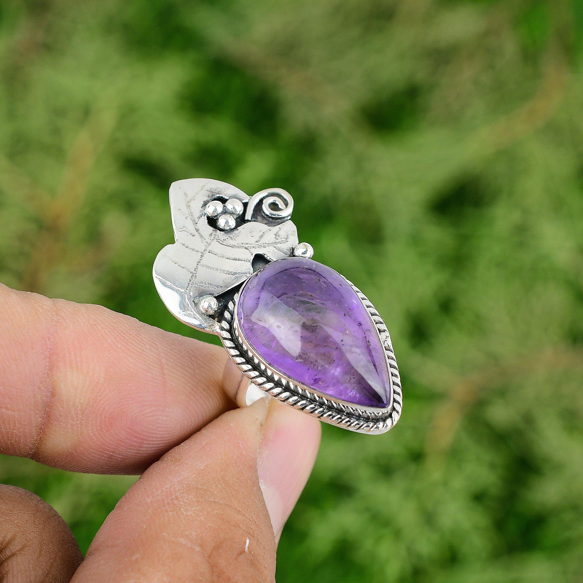African Amethyst Gemstone Promise New Ring Jewelry Size 7.25 925 Sterling Silver