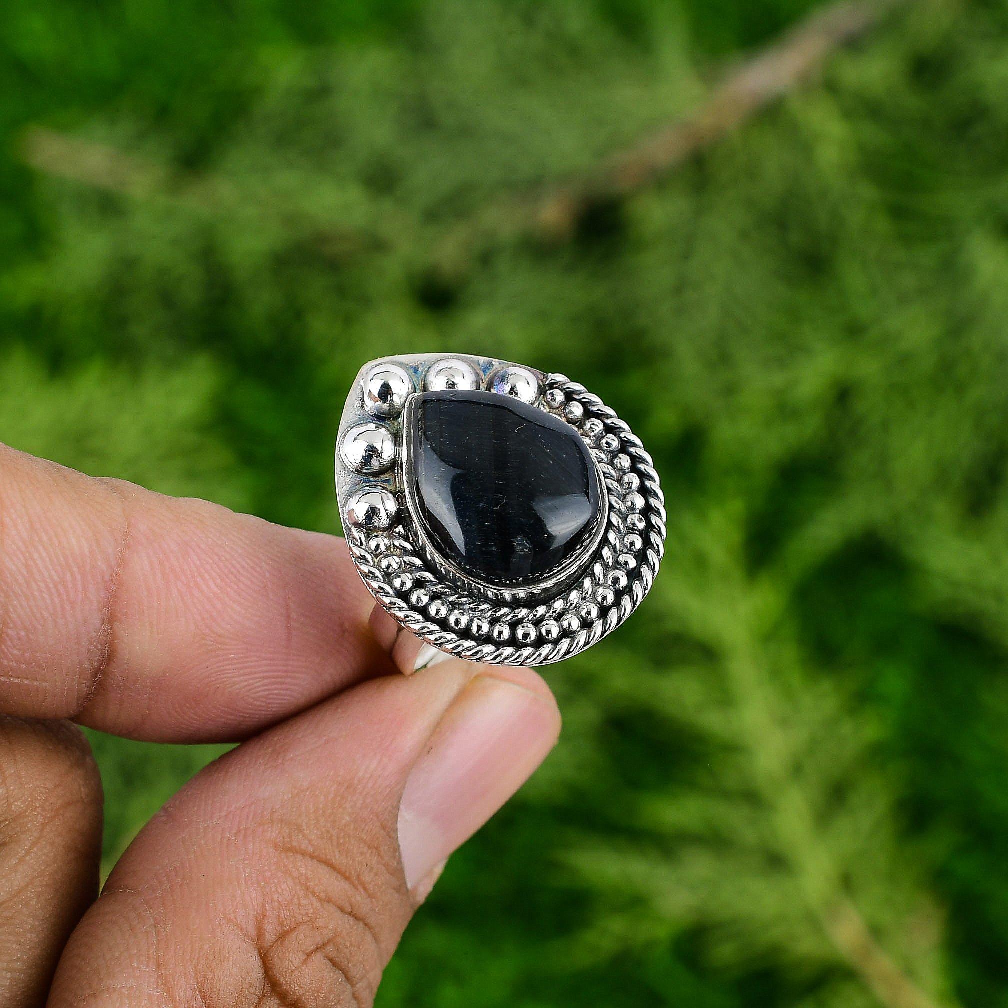 Nellite Gemstone 925 Silver Handcrafted Art Deco Solitaire Statement Bezel Ring