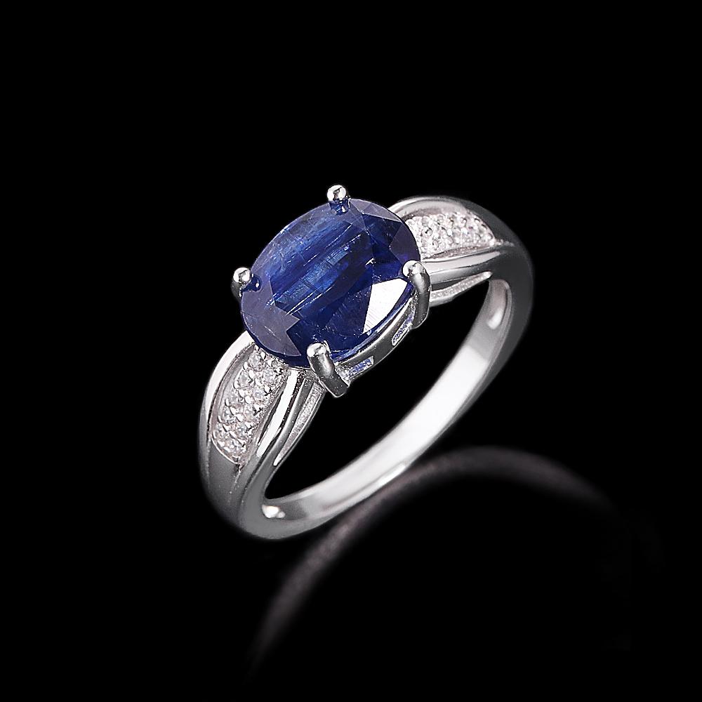 Pierścionek Noble Solitaire Naturalny Owalny 8*10mm Kyanit Srebro Próby 925 Elegancka Drobna Biżuteria na Rocznicę, Urodziny dla Kobiet