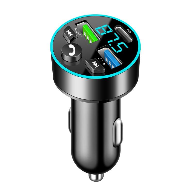 Auto Bluetooth 5.0 FM Transmitter Digitalanzeige Dual USB Multifunktionales Schnellladegerät MP3-Player Kabelloses Freisprechen Autozubehör