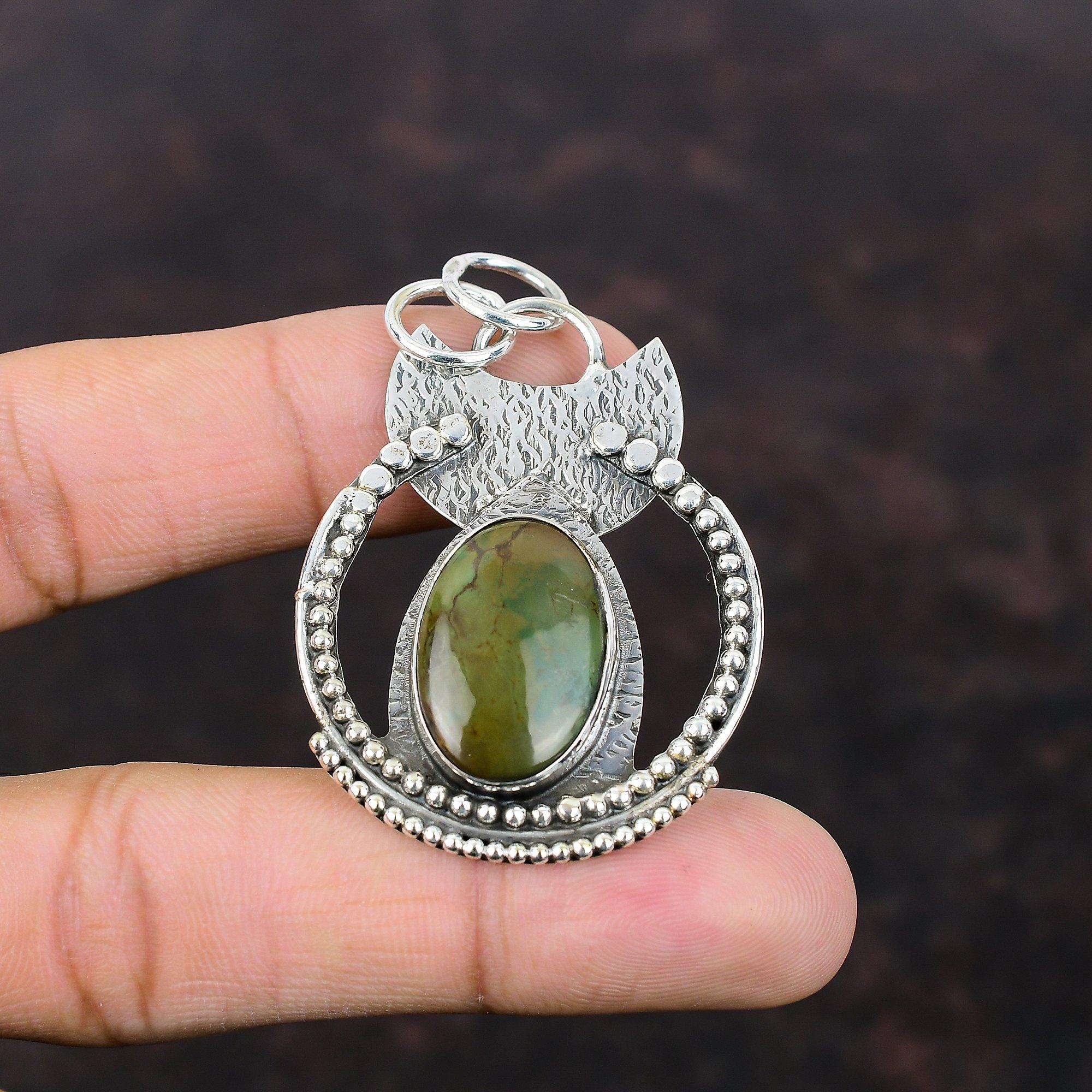 Tibetan Turquoise Pendant 925 Sterling Silver Pendant Handmade Ethnic Jewelry Genuine Gemstone Pendant Gift For Friend Healing Stone Jewelry