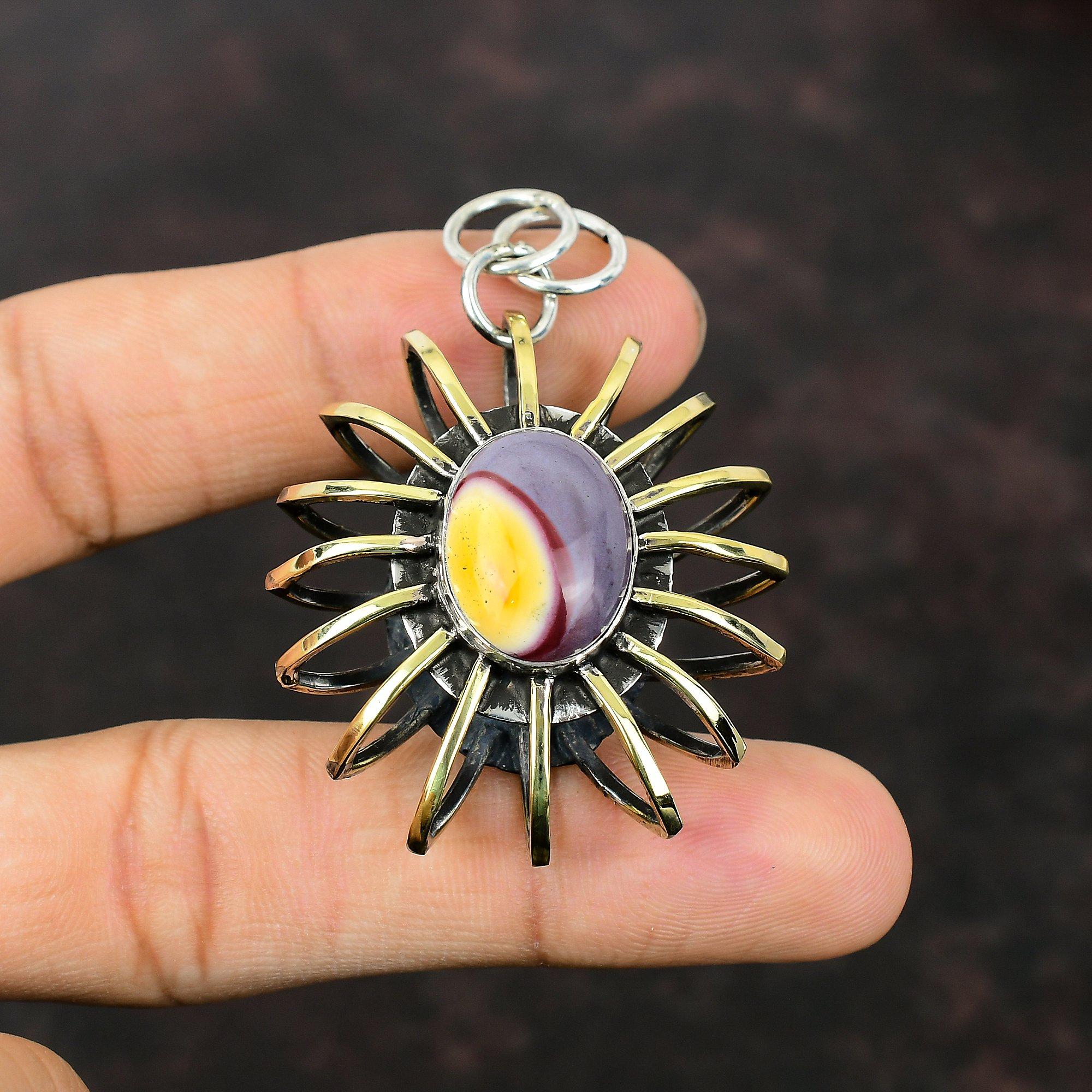 Mookaite Pendant Original Gemstone Jewelry 925 Sterling Silver Pendant Cage Pendant Handmade Jewelry 18K Gold Plated Pendant Gift For Bridal