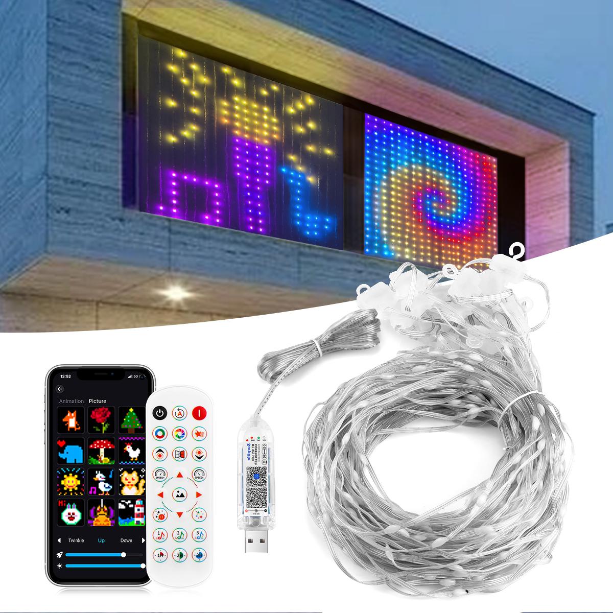 Programmable Smart Bluetooth LED Window Curtain String Light RGBIC Dream Color Fairy Lights For Christmas Wedding Bedroom Decor