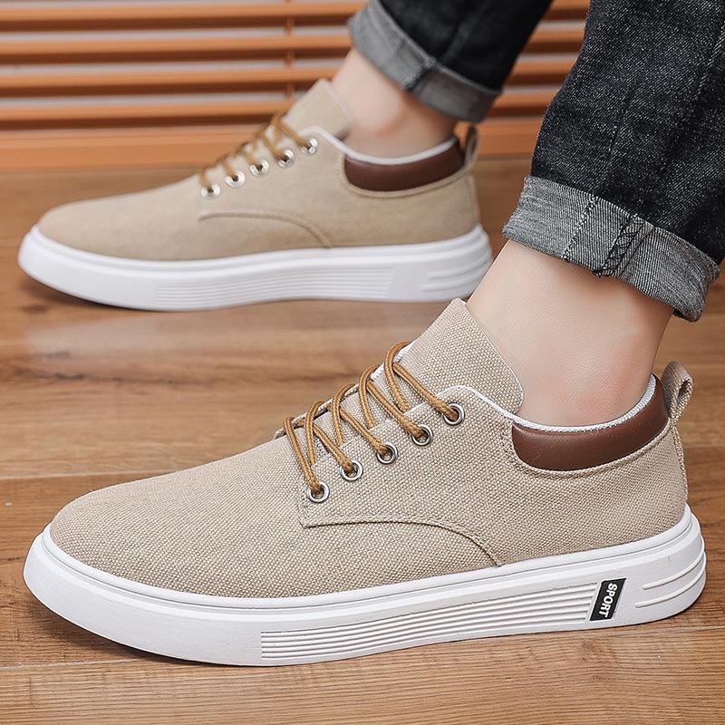 Spring New Breathable Men's Canvas Shoes, Casual Men's Shoes Student Shoes, Youth Tide Board Shoes Hong Kong Style Cloth Shoes