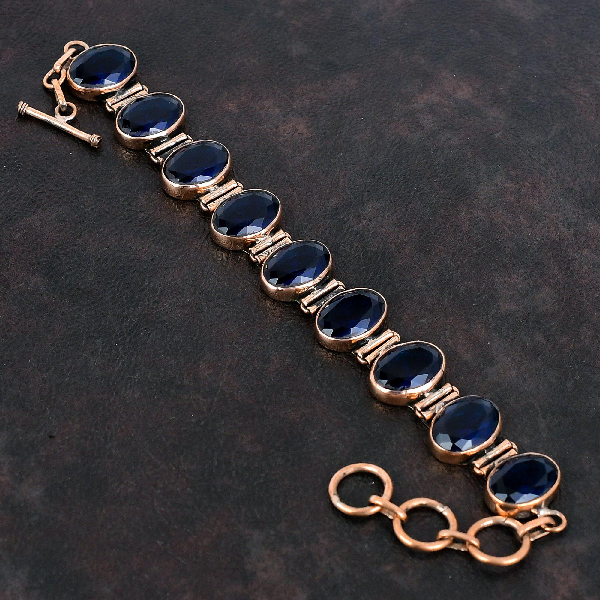 Faceted Tanzanite Quartz Bracelet Copper Adjustable Chain Bracelet Dainty Jewelry Handmade Bracelet Gemstone Copper Jewelry Engagement Gifts