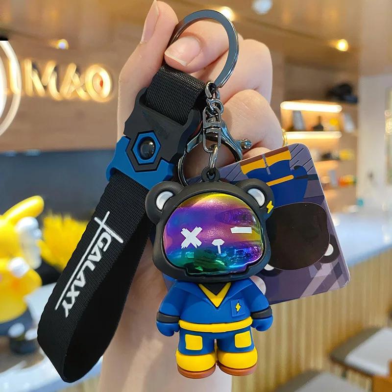 Cartoon Bear Keychain Punk Animal Keyring Car Bag Pendant Key Chains Couple Halloween Gift