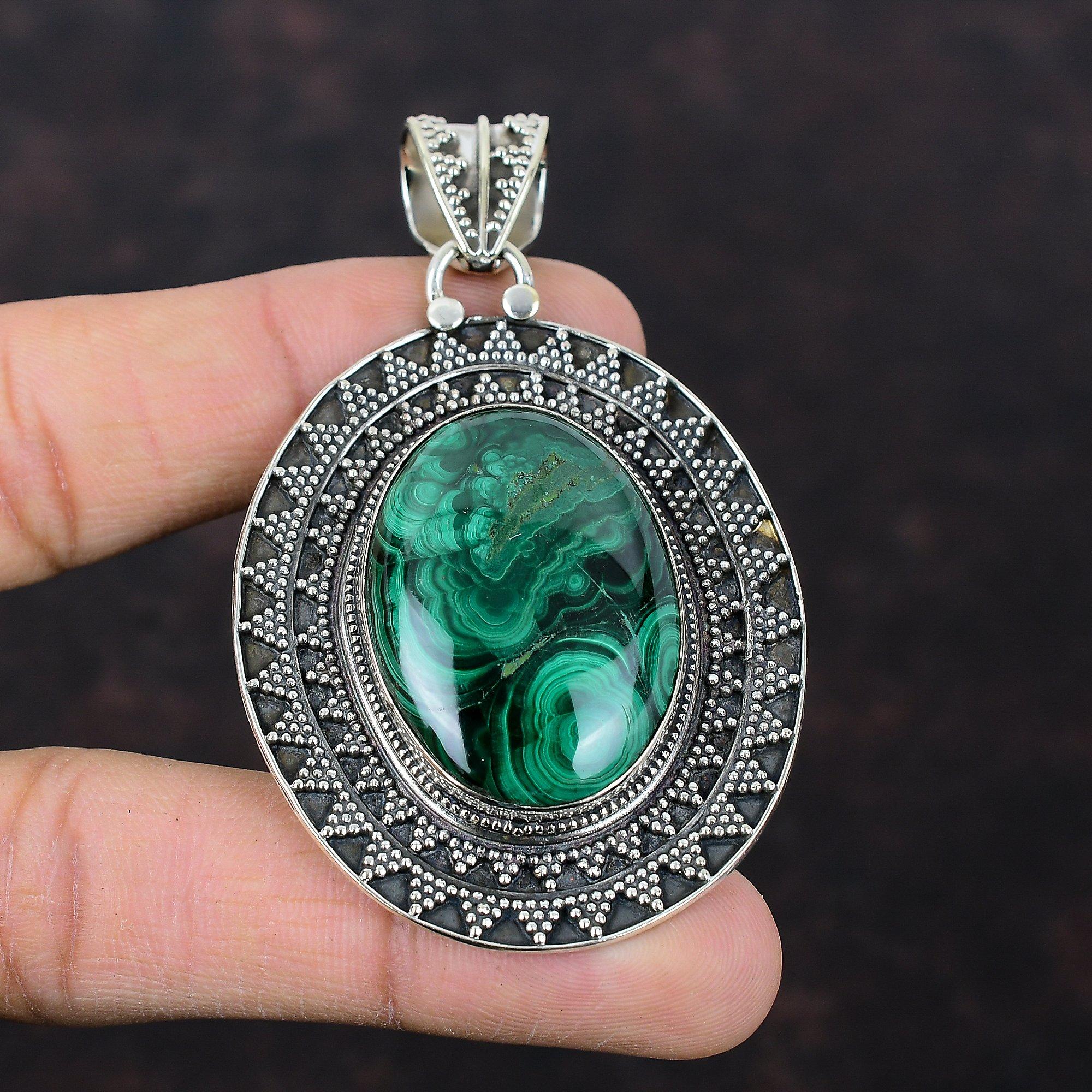 Malachite Pendant High Quality Gemstone Pendant Vintage Pendant 925 Sterling Silver Pendant Handmade Pendant Stylish Jewelry Gift For Women
