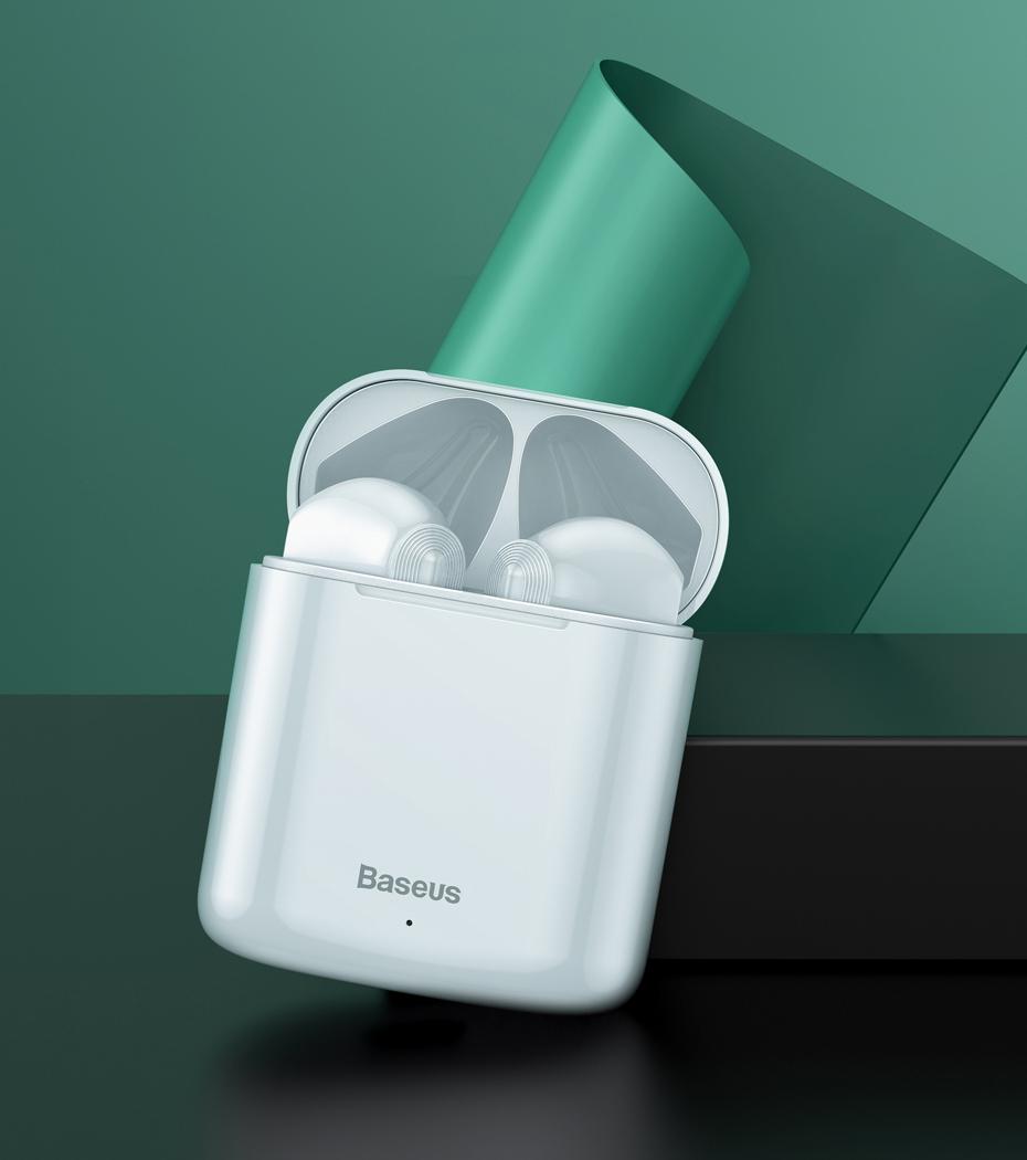 Baseus W09 TWS wireless earbuds with a microphone and a charging case