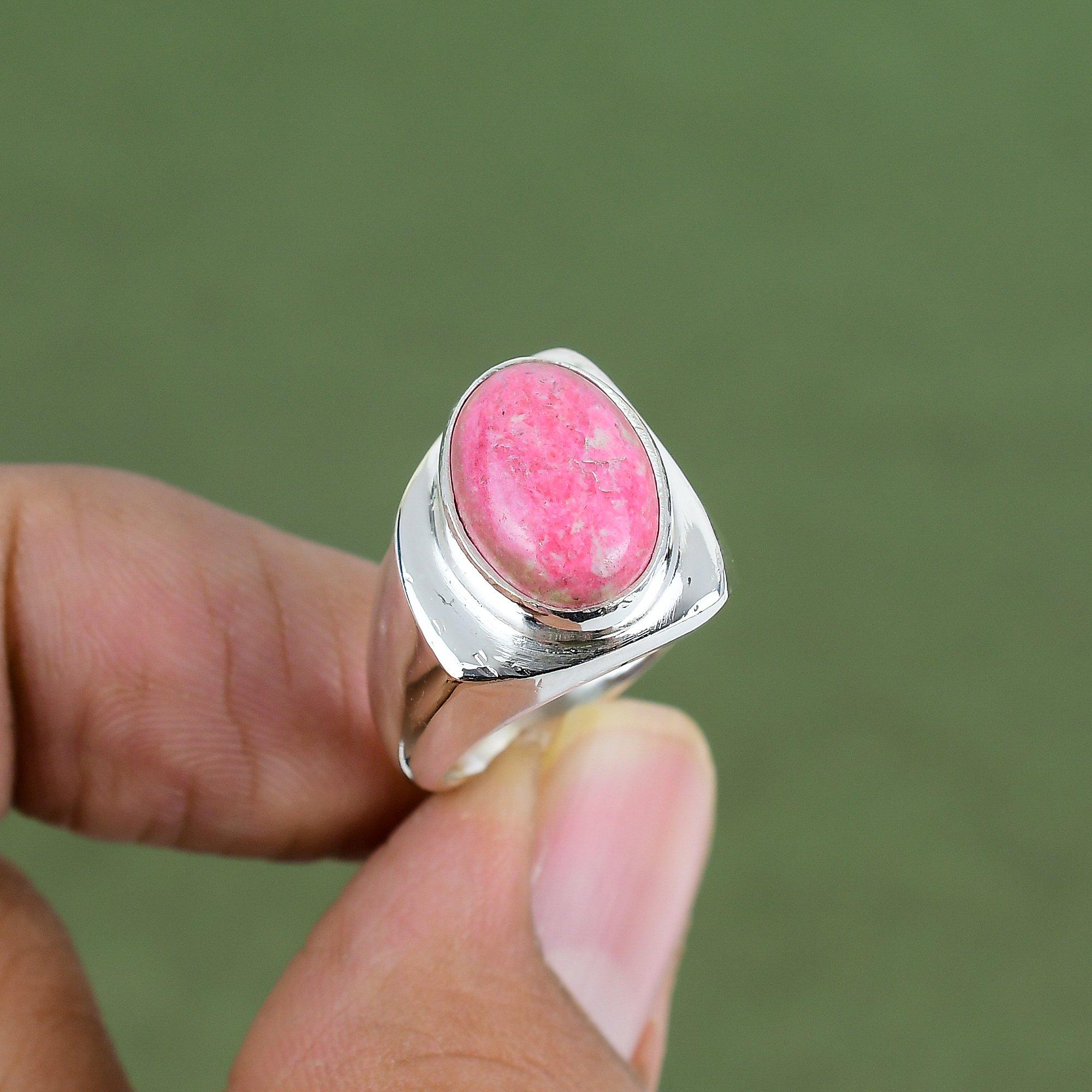 Thulite Ring 925 Sterling Silver Ring Handmade Boho Style Ring Genuine Gemstone Jewelry Gift For Wife Thulite Jewelry Available In Ring Size