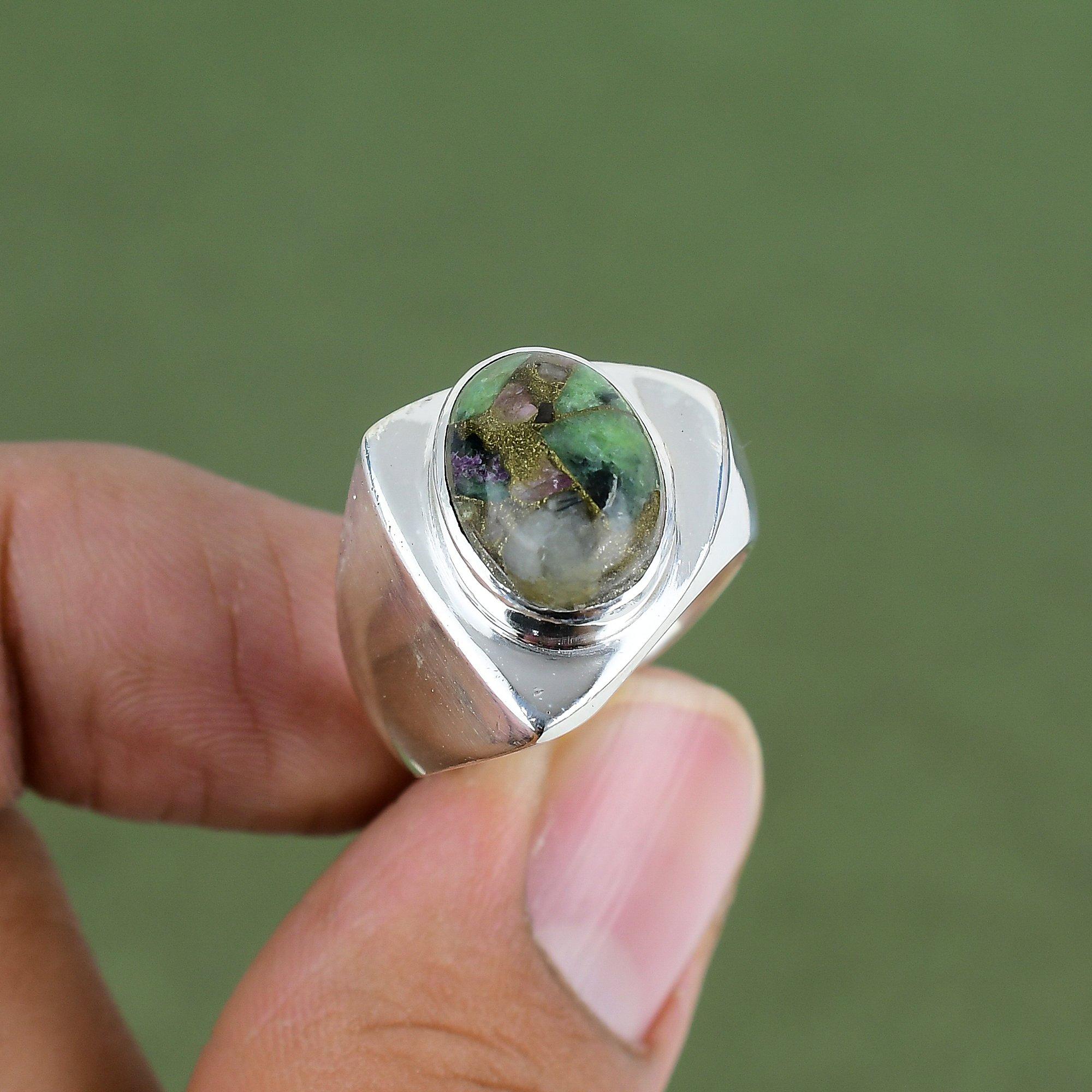 Kupfer Rubin Zoisit Ring 925 Sterling Silber Ring Natürlicher Edelstein Schmuck Eleganter Silberring Handgefertigter Ring Für Geschenk Erhältlich In Ringgröße