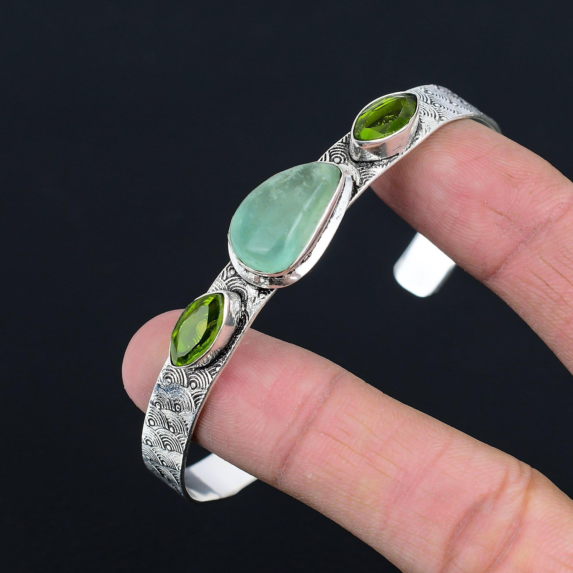 Halloween-Angebot Sterling Silber Aquateen Edelstein Peridot Hochzeitsarmreif Schmuck