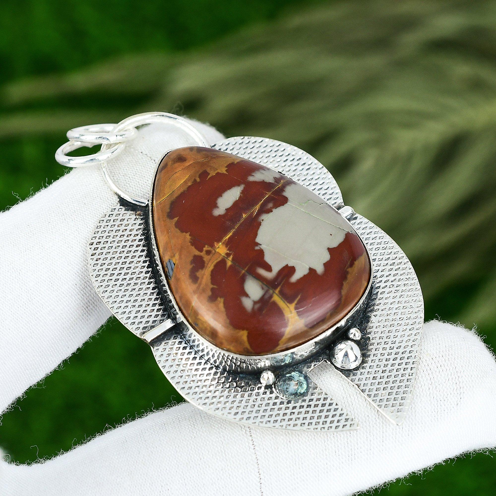 925 Sterling Silver Pear Noreena Jasper Gemstone Bezel Daughter Pendant Jewelry