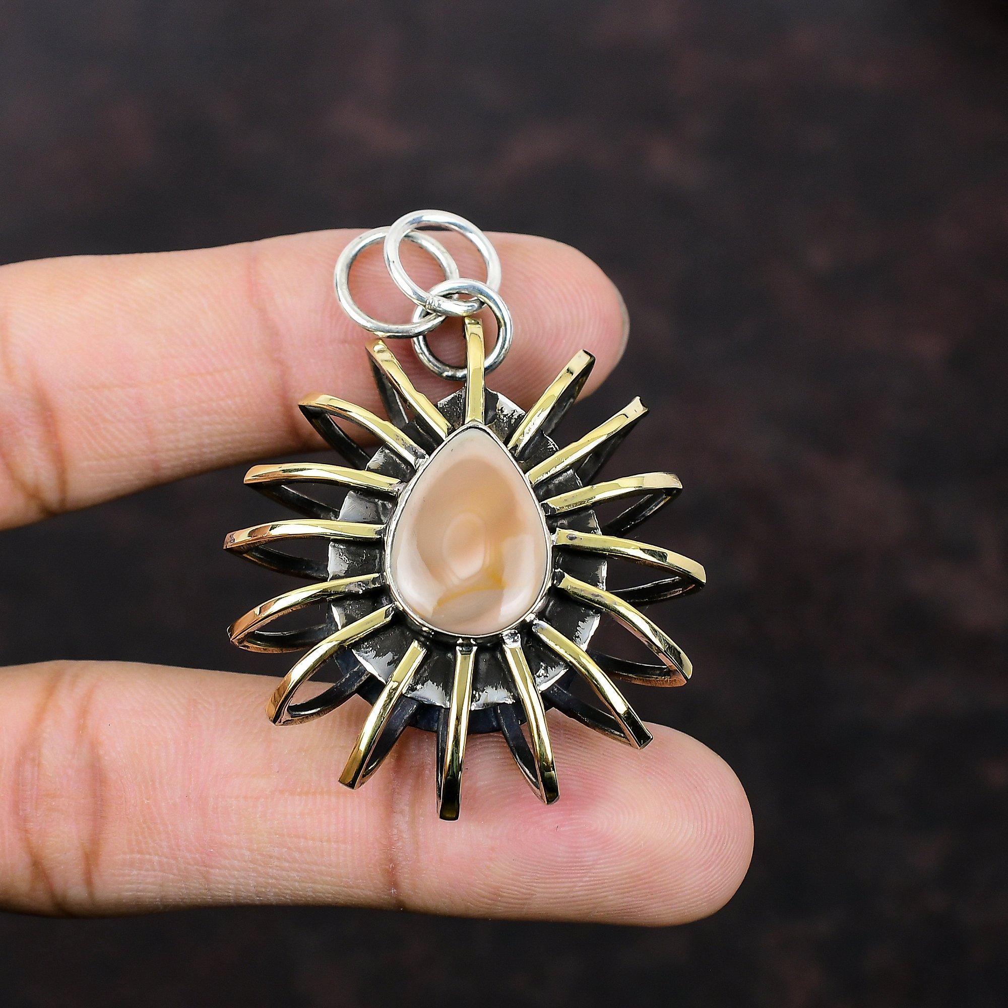 Wisiorek z jaspisu cesarskiego, ręcznie robiony, klatka, biżuteria, 925, srebro, wisiorek, biżuteria z kamieni szlachetnych, 18-karatowe złoto, wisiorek na prezent, designerski wisiorek