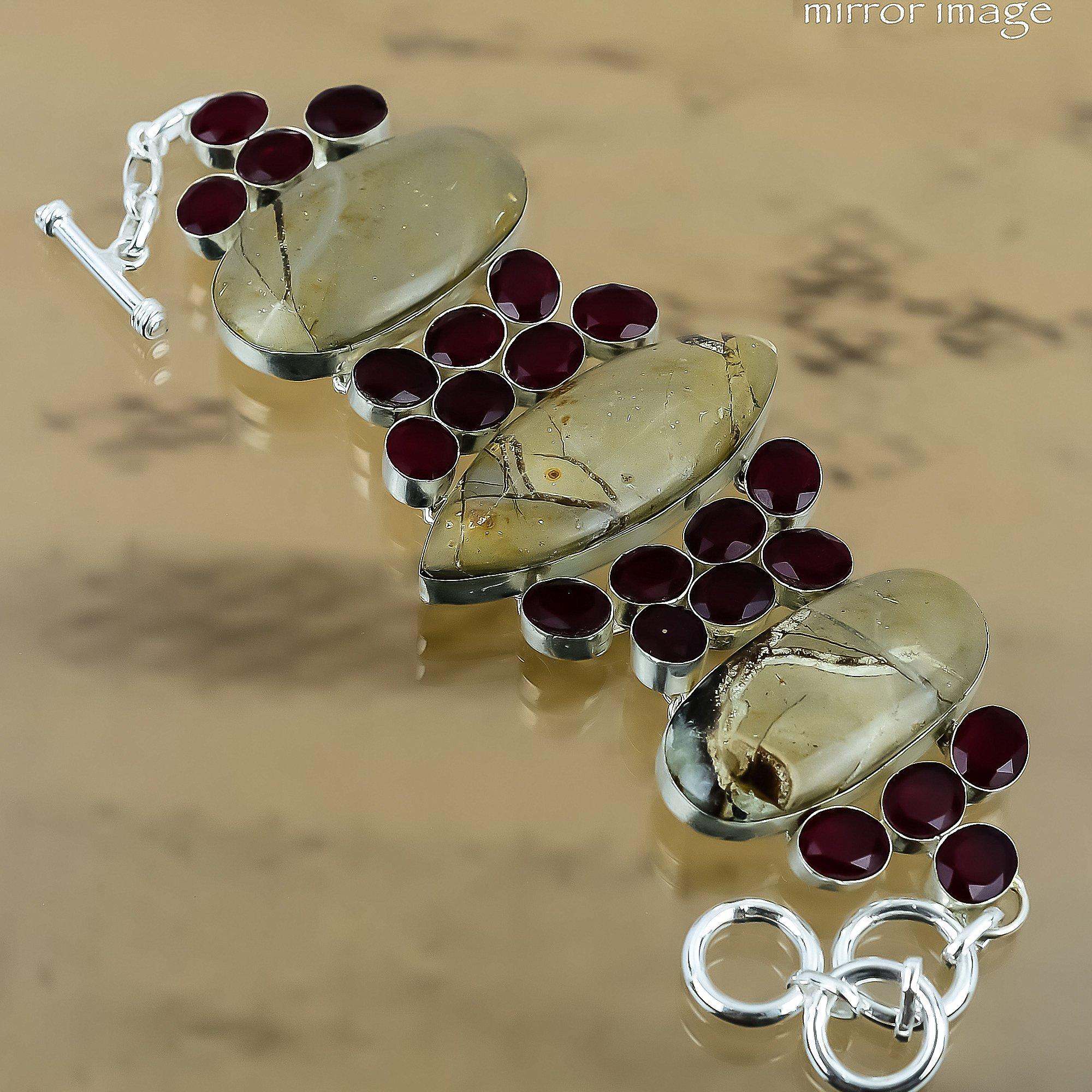 Presente de Aniversário Para Ela Corrente Septária Natural Pulseira Ajustável Prata 925