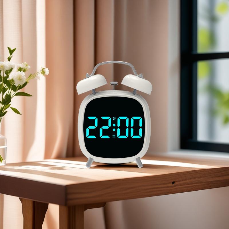 LED Clock Digital Alarm Clock Date Temperature Display Voice Control Loud Volume Brightness Adjustable 12/24H Snooze Table Clock