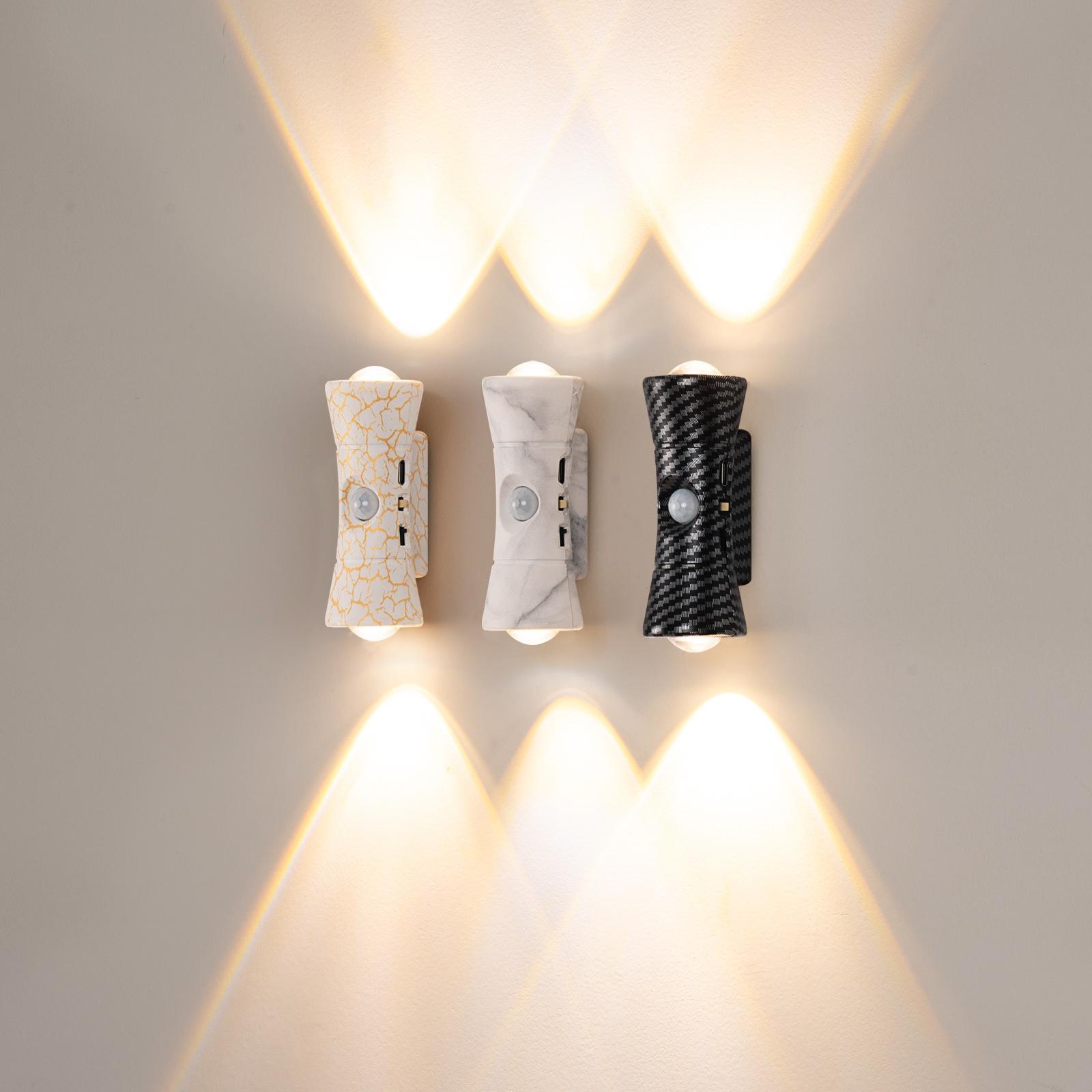 Lampe murale LED magnétique rechargeable par USB, avec détecteur de mouvement, pour l'intérieur, 3 couleurs, graduable, lumière de nuit pour chambre à coucher, couloir, escaliers