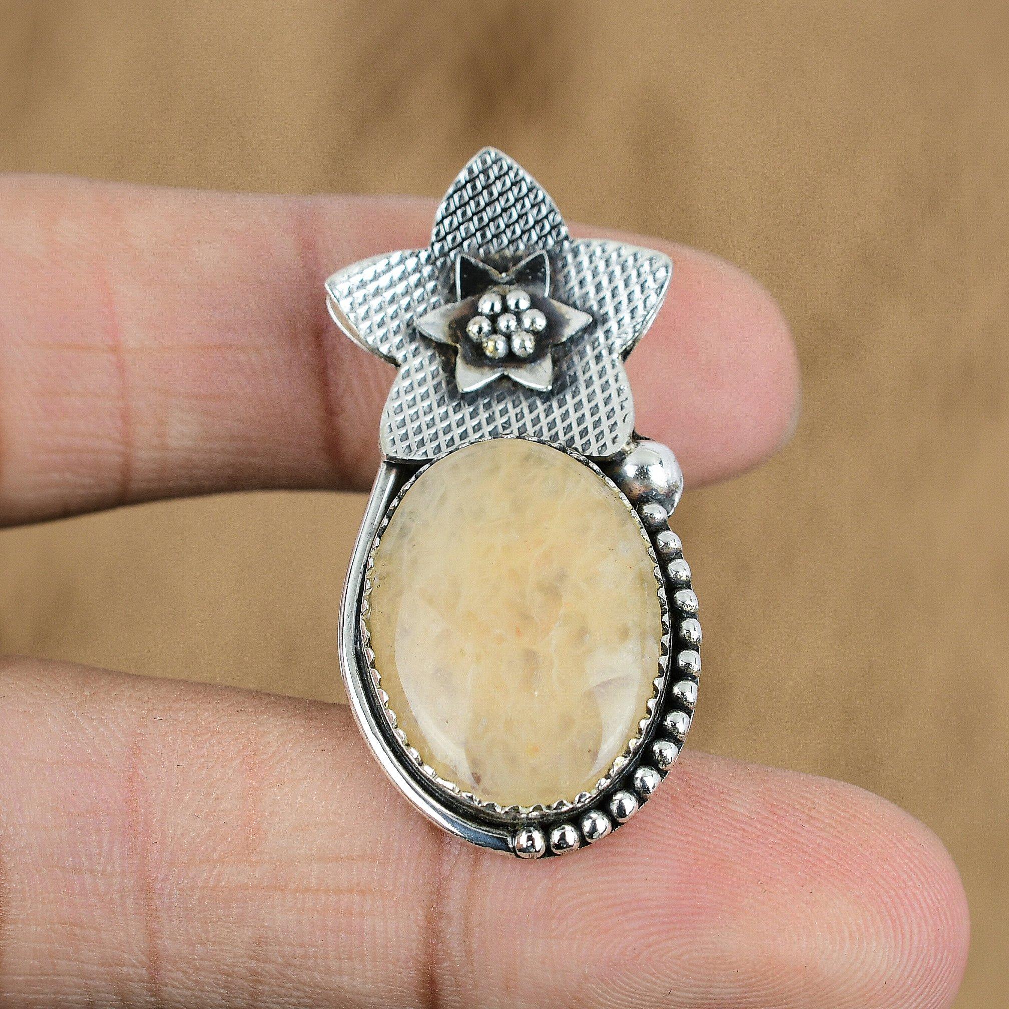 Natural Brown Amazonite Gemstone 925 Sterling Silver Pendant Flower For Girls