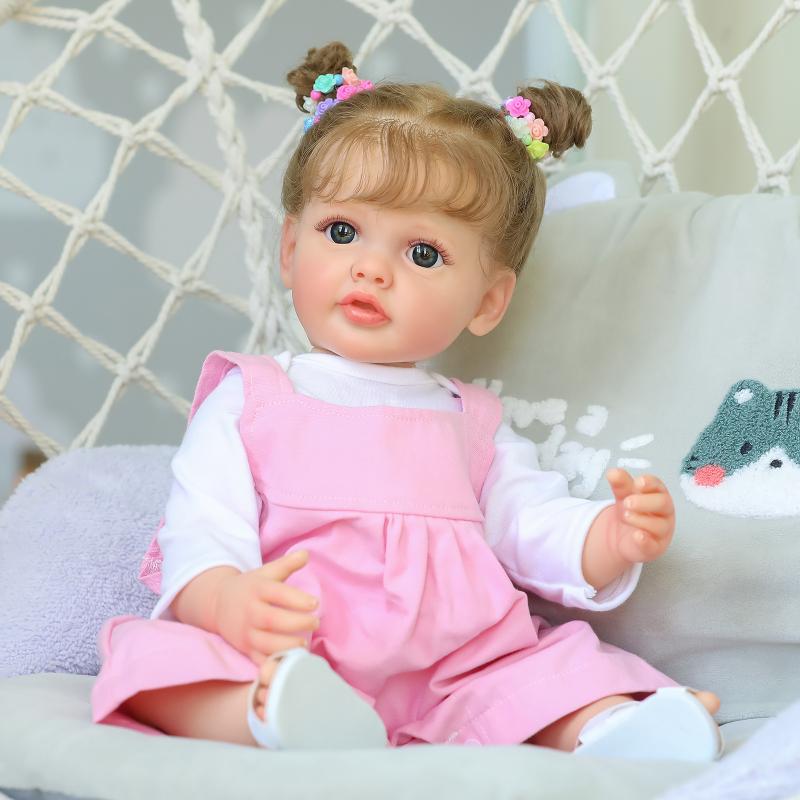 Pokročilý detail malby Reborn Baby panenky pro dívky Věrné životu 22palcové celosilikonové tělo Bebe Reborn panenka Batole Betty Realistické ručně zakořeněné vlásky