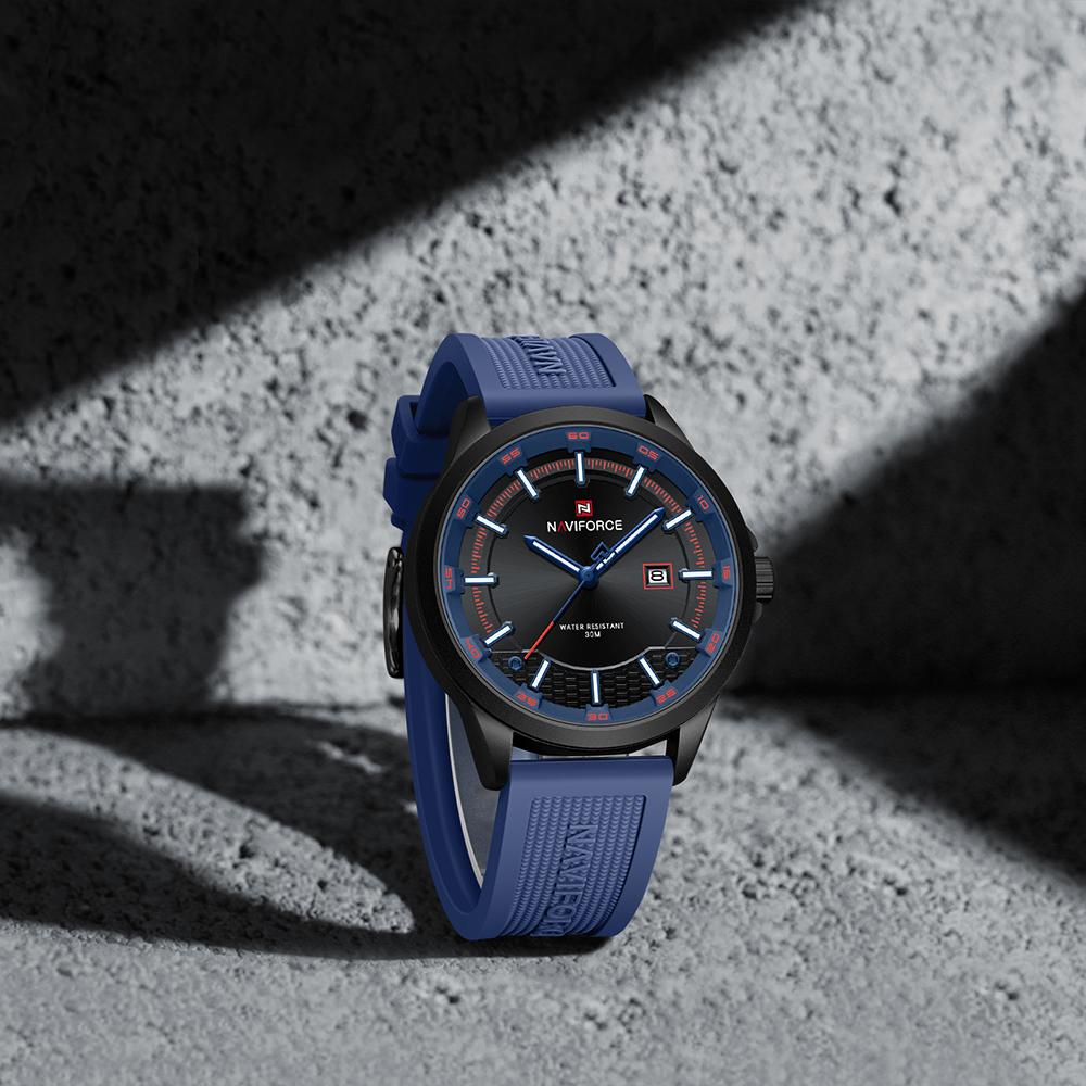 Naviforce Men's Watch Quartz Calendar Luminous Hands Waterproof Silica Strap Round Simple Dial Fashion Casual Watch for Men NF9248T