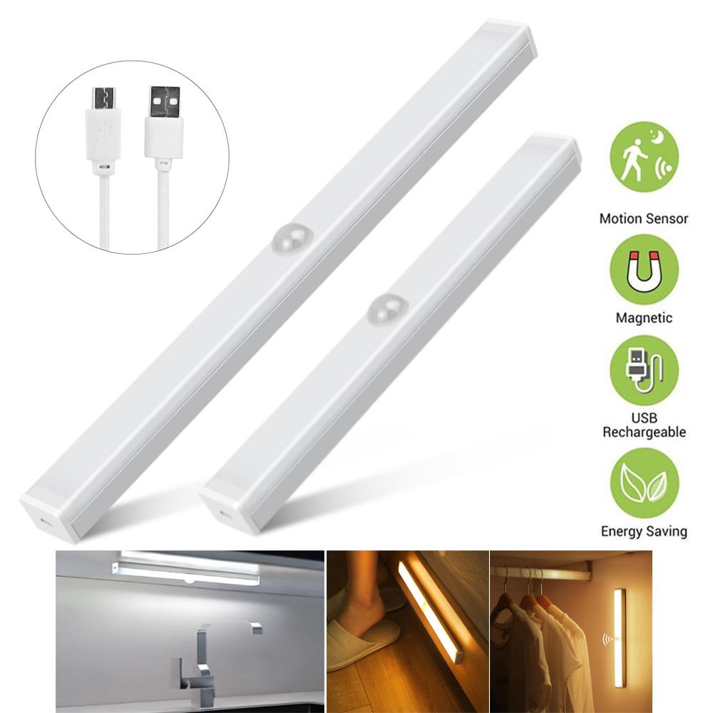 15 21 30 50CM LED Under Cabinet Night Light Motion Sensor Closet Light Kitchen Bedroom Lighting Wall Lamp With Magnetic Strip