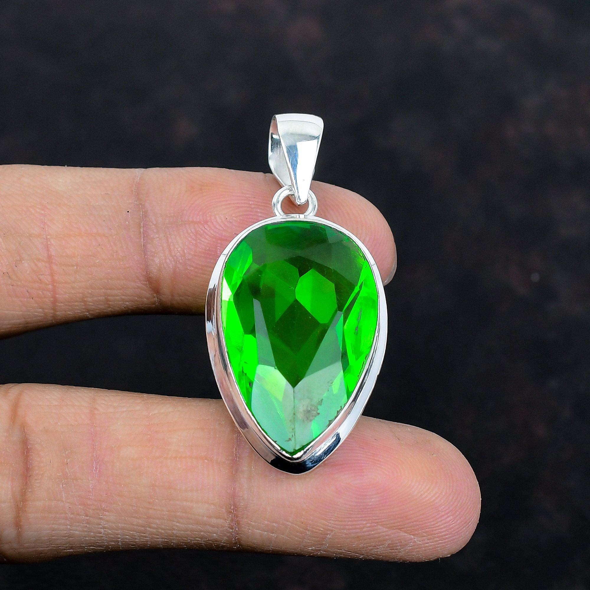 Faceted green amethyst pendant 925 sterling silver pendant handmade statement pendant gemstone pendant latest design jewelry gifts for women