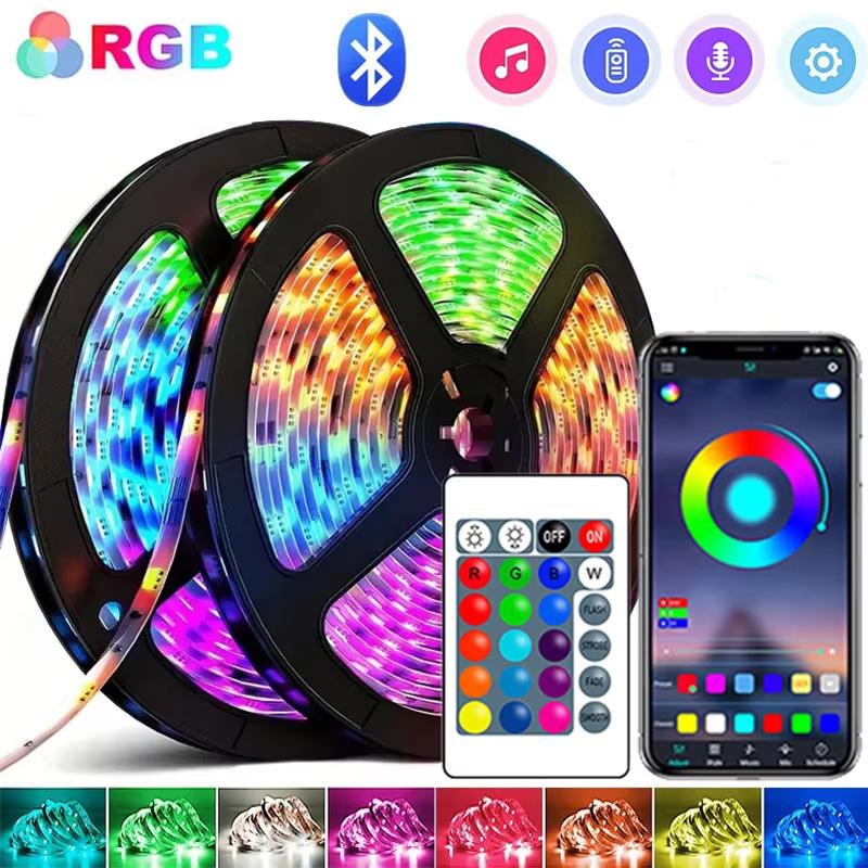 RGB LED Strip Light 5V USB – SMD 5050 Flexible Diode Tape with Bluetooth APP Music Sync & 24-Key Remote for Home Christmas Decoration