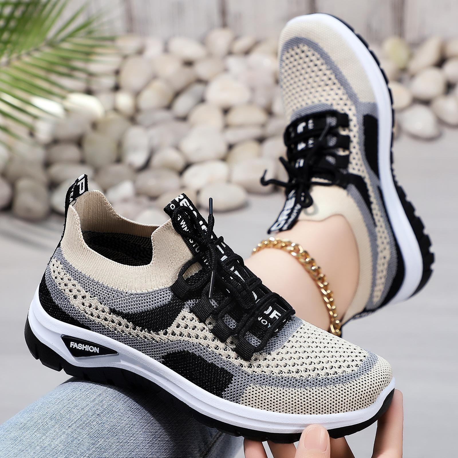 Women's Lightweight Breathable White Sneakers Comfortable Low-Top Lace-Up Walking Shoes with Non-Slip PVC Sole Footwear