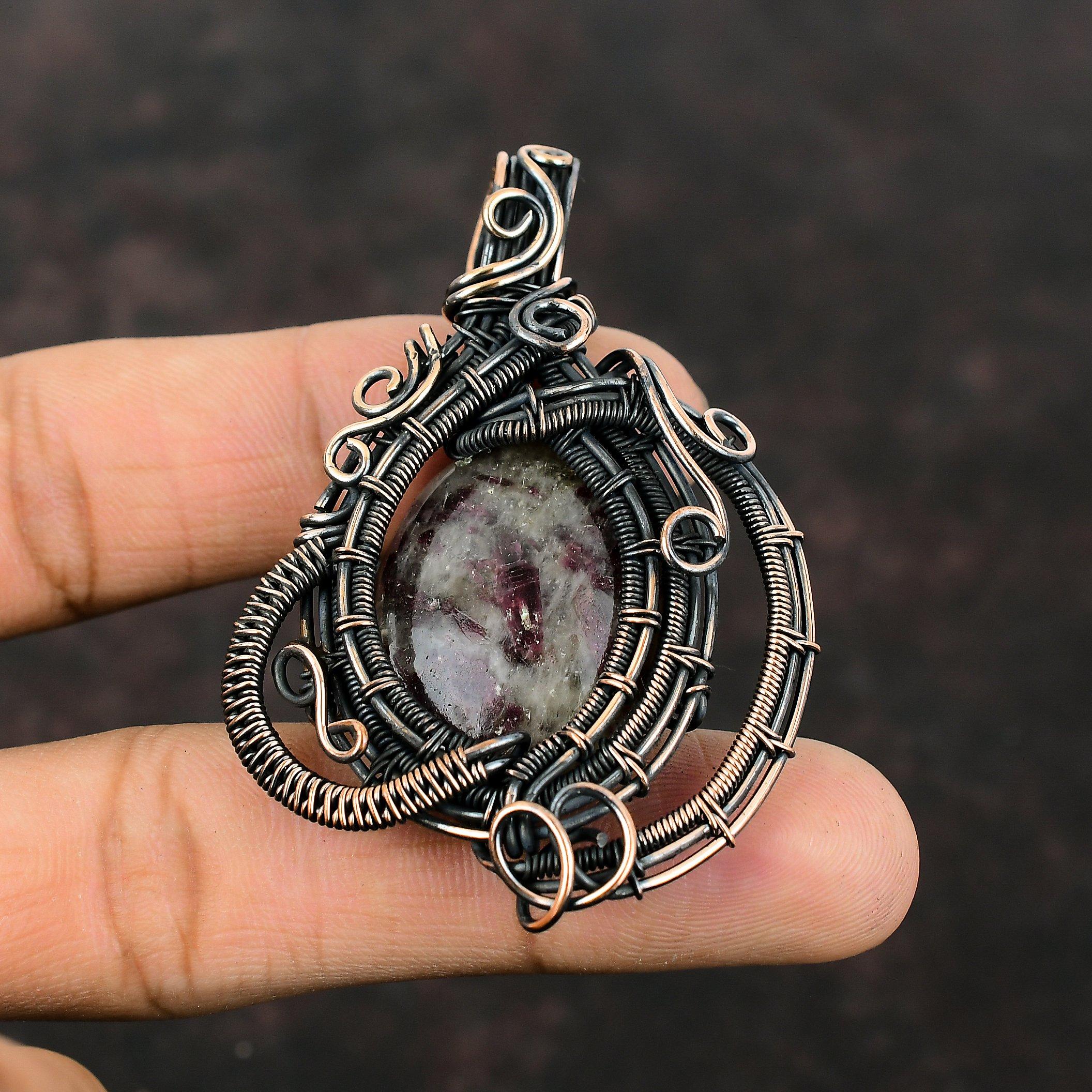 Pink Tourmaline Pendant Copper Wire Wrapped Pendant Handmade Jewelry Gemstone Pendant Copper Wire Jewelry Unique Design Pendant Wedding Gift