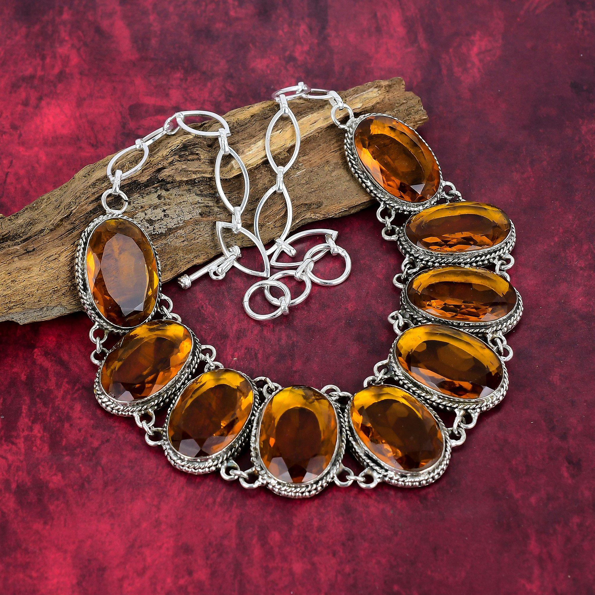 Citrine Necklace, 925 Solid Sterling Silver Necklace, Handmade Gemstone Jewelry, Gifts For Wife Brand New Necklace