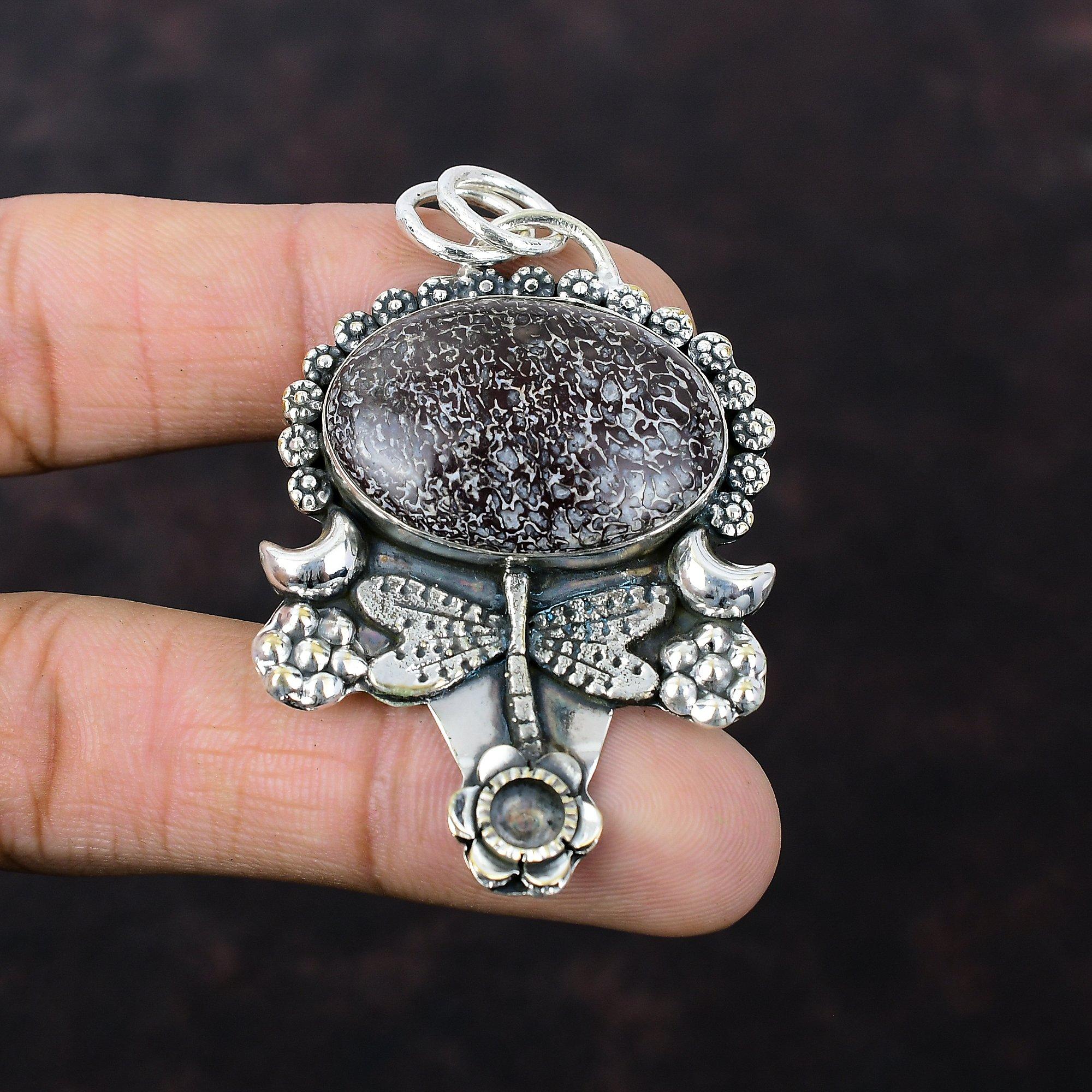 Dinosaurieben Hänge 925 Sterling Silver Hänge Handgjort Elegant Hänge Trollslända Smycken Vackert Ädelstenshänge Jubileum För Gåva
