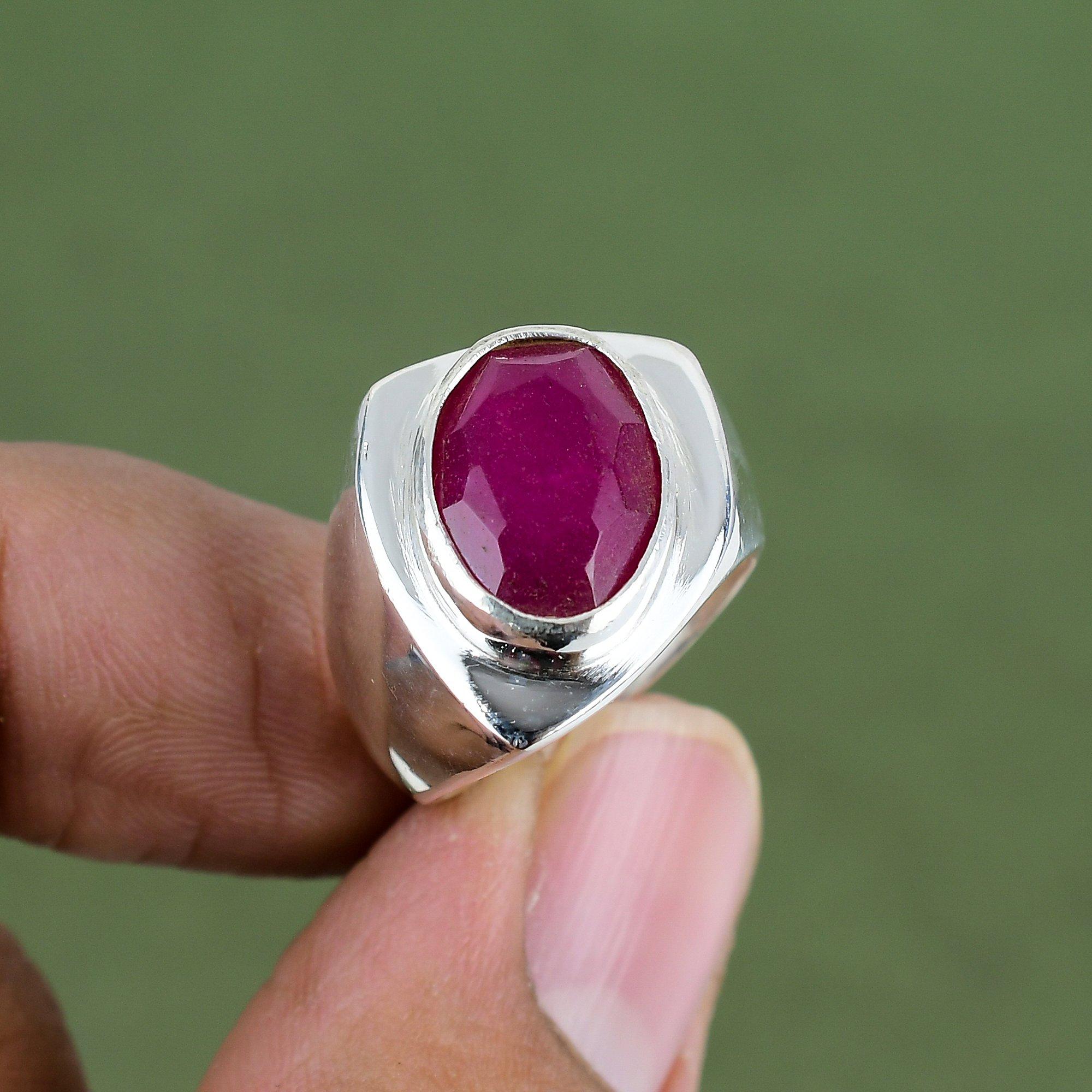 Faceted Kashmir Ruby Ring 925 Sterling Silver Ring Handmade Ring Real Gemstone Jewelry Gift For Love Birthstone Ring Available In Ring Size