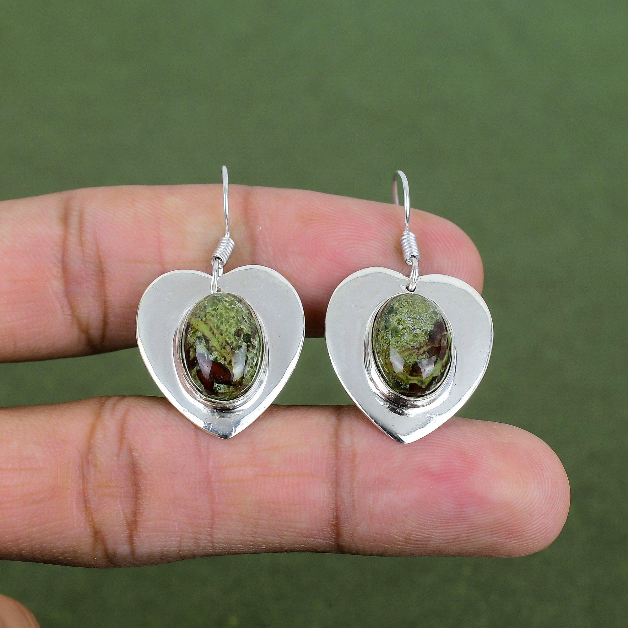 Dragon Bloodstone Earring 925 Sterling Silver Earring Handmade Gemstone Earring Dragon Bloodstone Jewelry Designer Earrings Engagement Gifts