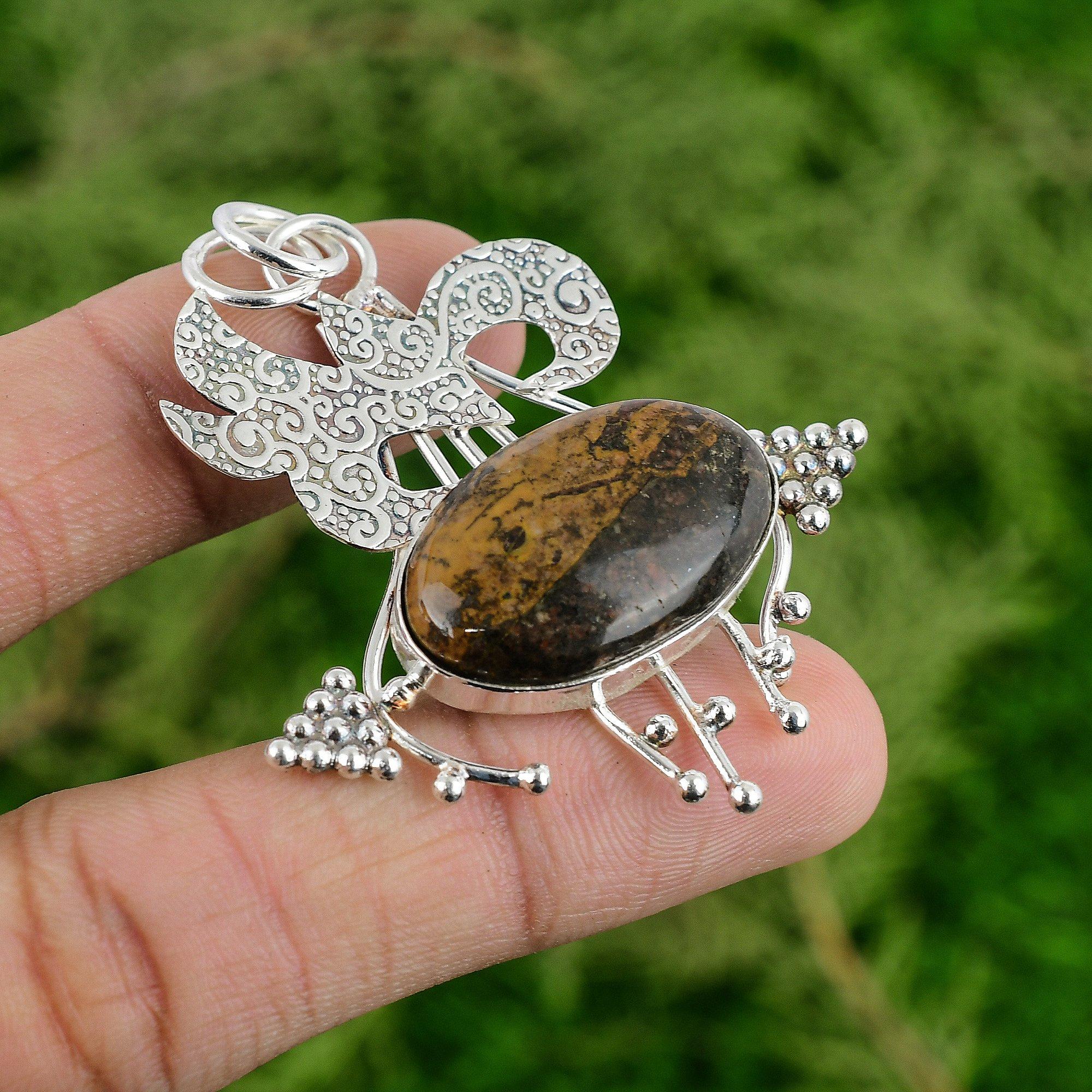 925 Silver Bauxite Gemstone Bezel Anniversary New Trendy Unique Pendant Jewelry