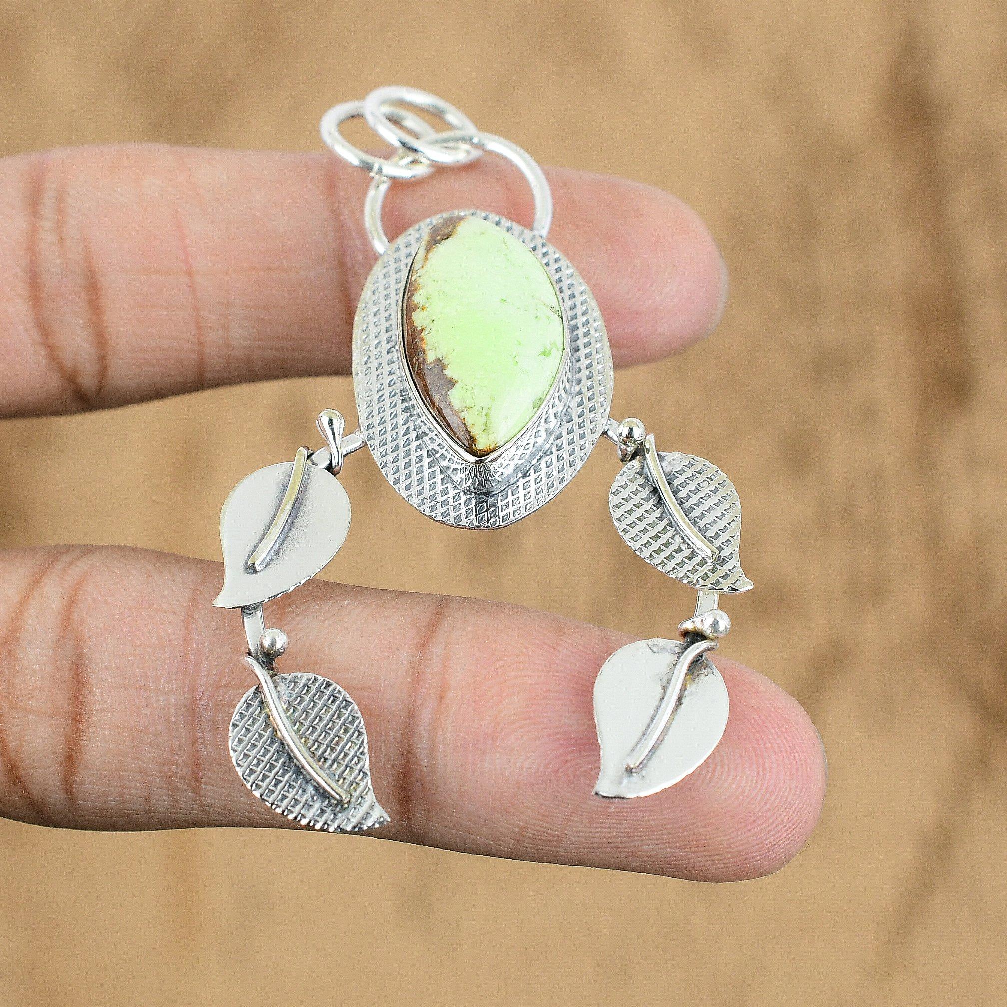 Marquise Lemon Chrysoprase Stone 925 Silver Birthday Wife Trendy Pendant Jewelry