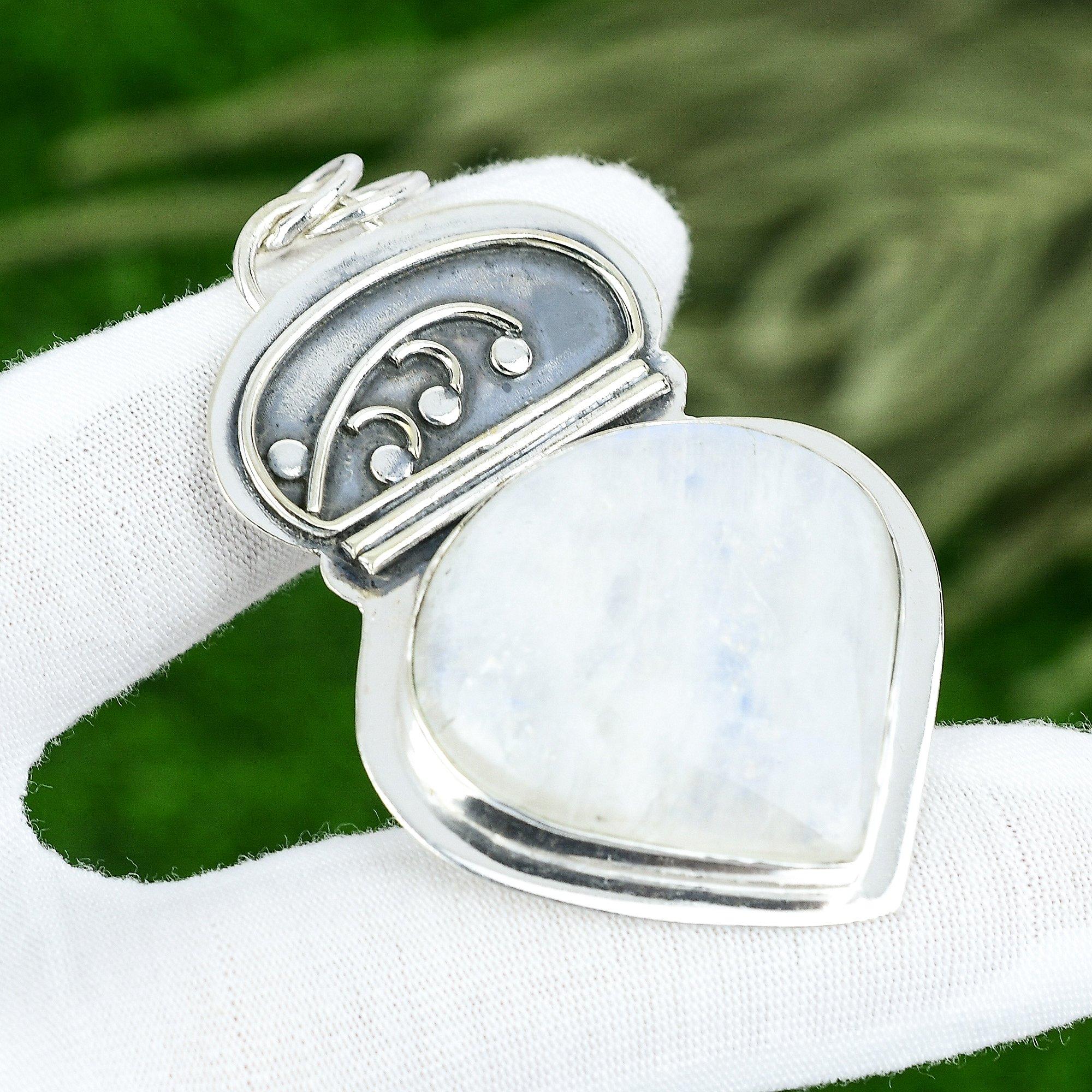 Friendship Day Deal 925 Sterling Silver Rainbow Moonstone Stone Handmade Pendant