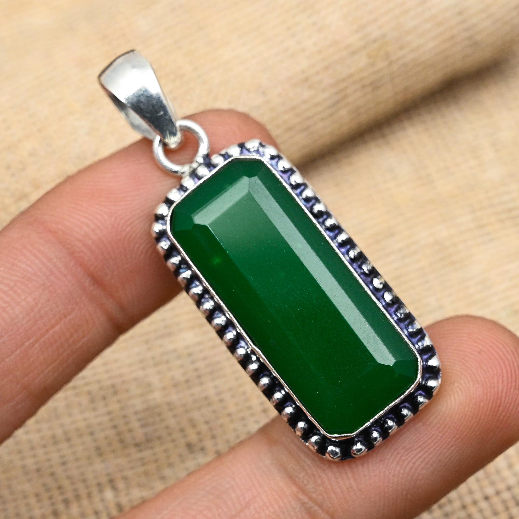 Beauteous Green Onyx Gemstone Handmade 925 Sterling ISlver Jewelry Pendant For Wedding Gift