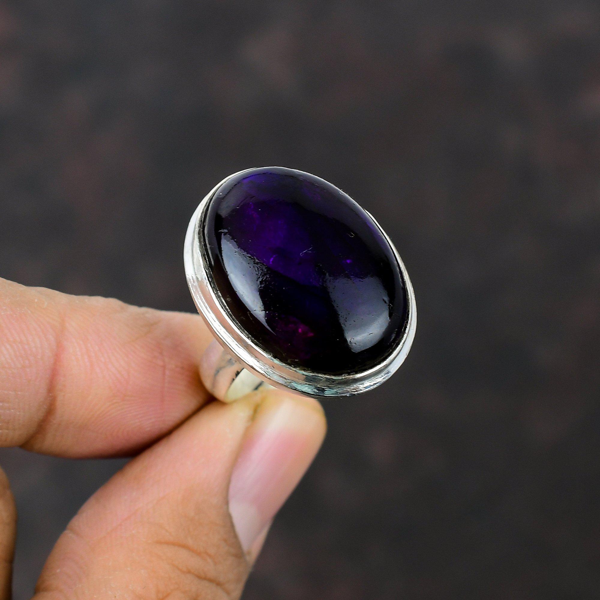 Inel de labradorit de foc violet Inel lucrat manual Inel de argint 925 Inel reglabil Labradorit Bijuterii cu pietre prețioase Cadou de nuntă Inel elegant