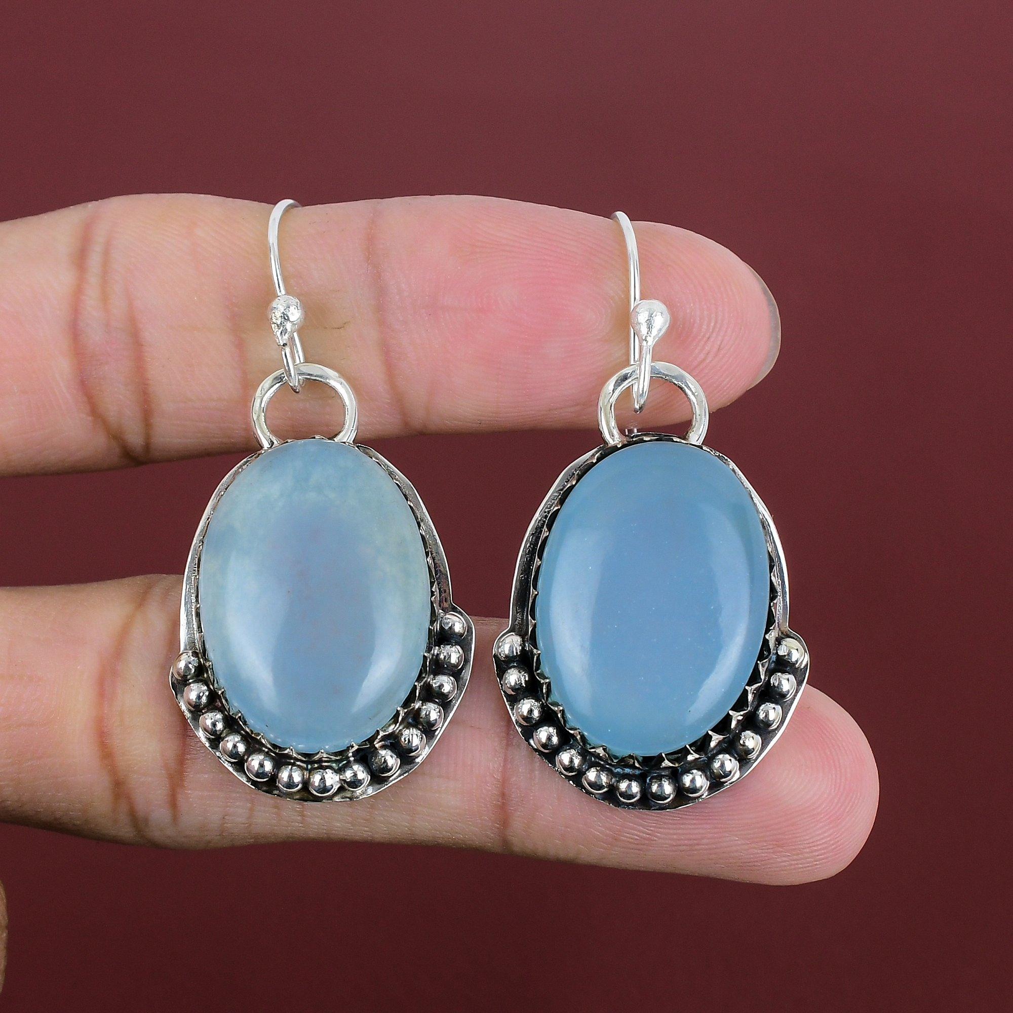 Aquamarine Earring Original Gemstone Earrings 925 Sterling Silver Earring Handmade Earring Aquamarine Jewelry Drop Earring Engagement Gifts