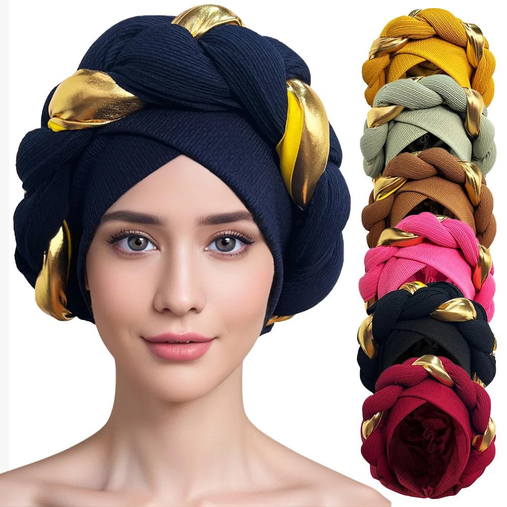 African Headtie African Autogele Cap Women Turban Muslim Female Head Wraps
