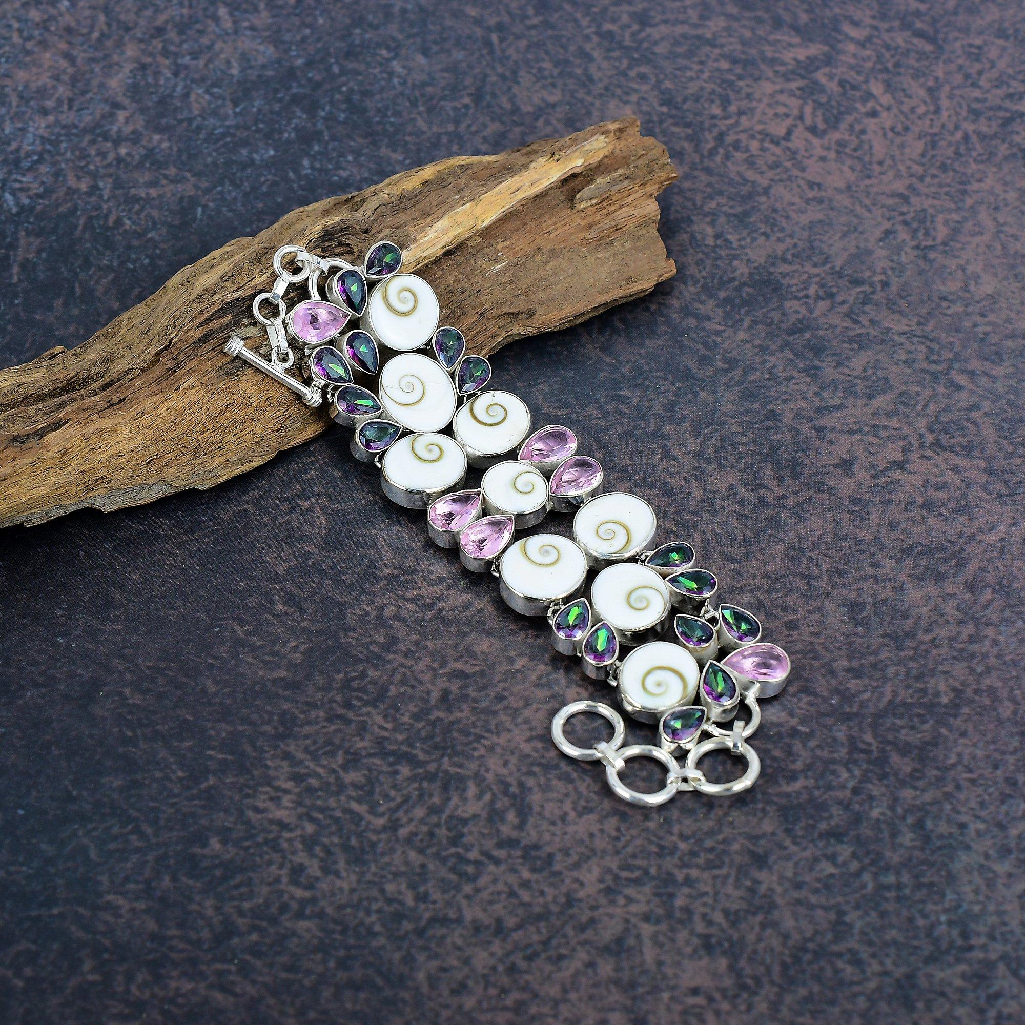 Shiva Eye, Mystic, Kunzite Gemstone Bracelet, 925 Solid Sterling Silver Jewelry, Handmade Beautiful Bracelet For Thanksgiving