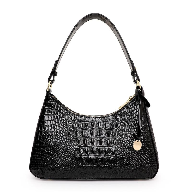 Aidrani New Women's Crocodile Pattern Single Shoulder Crossbody Bag Fashionable and Versatile Cowhide Underarm Bag