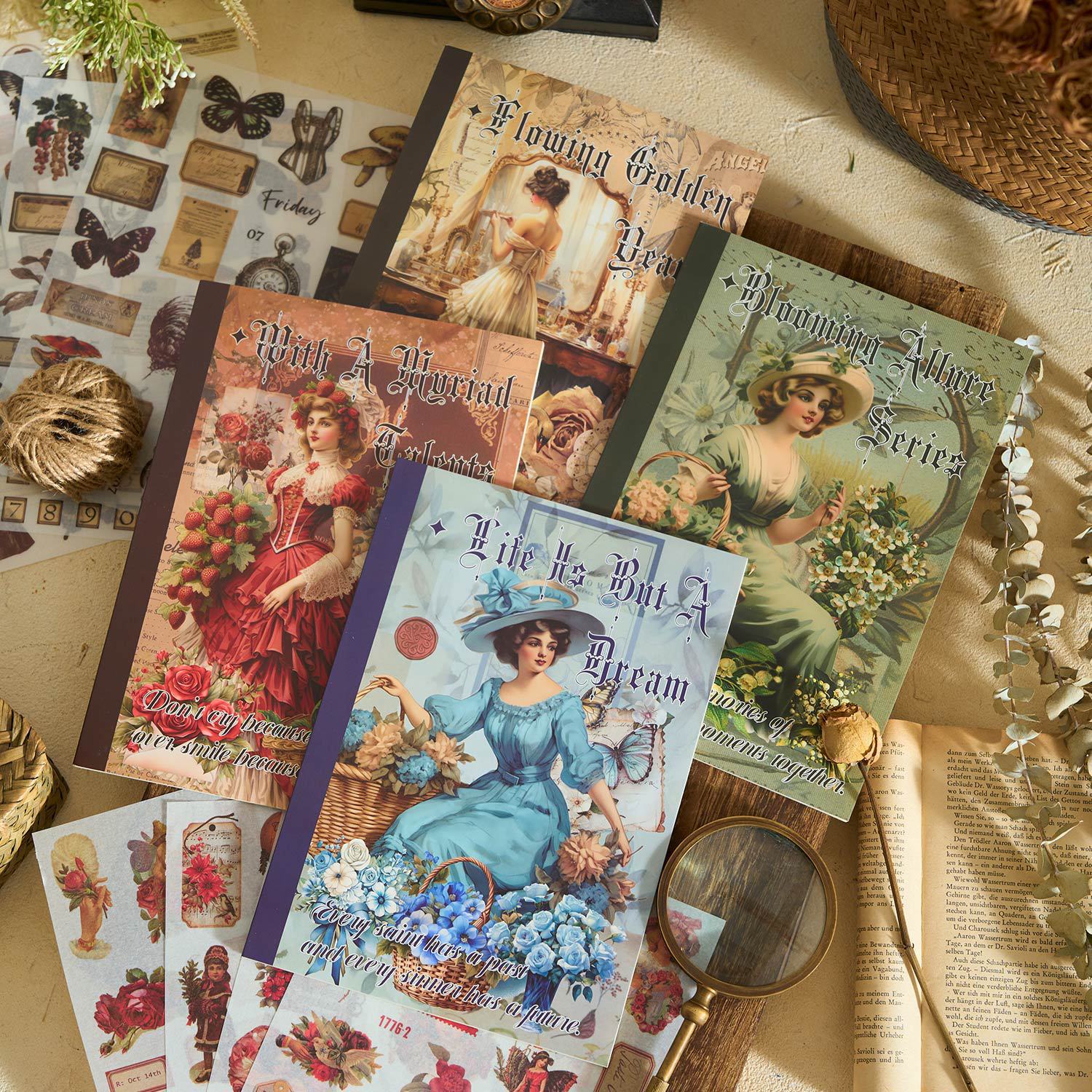 24pcs Vintage Stickers Book Adhesive Diy Hand Account Diary Album Scrapbooking Junk Journal Supplies