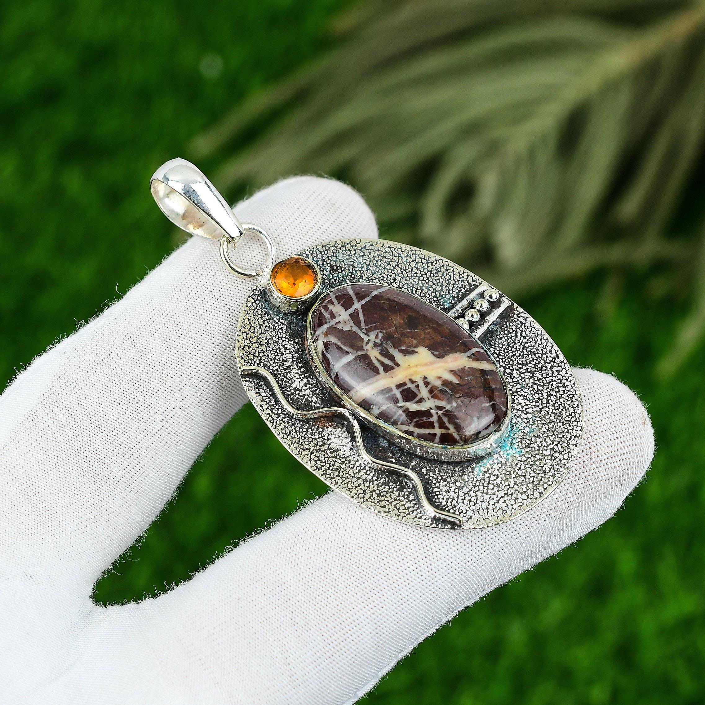 Friendship Day Deal Coconut Jasper Stone Citrine Pendant Jewelry Sterling Silver