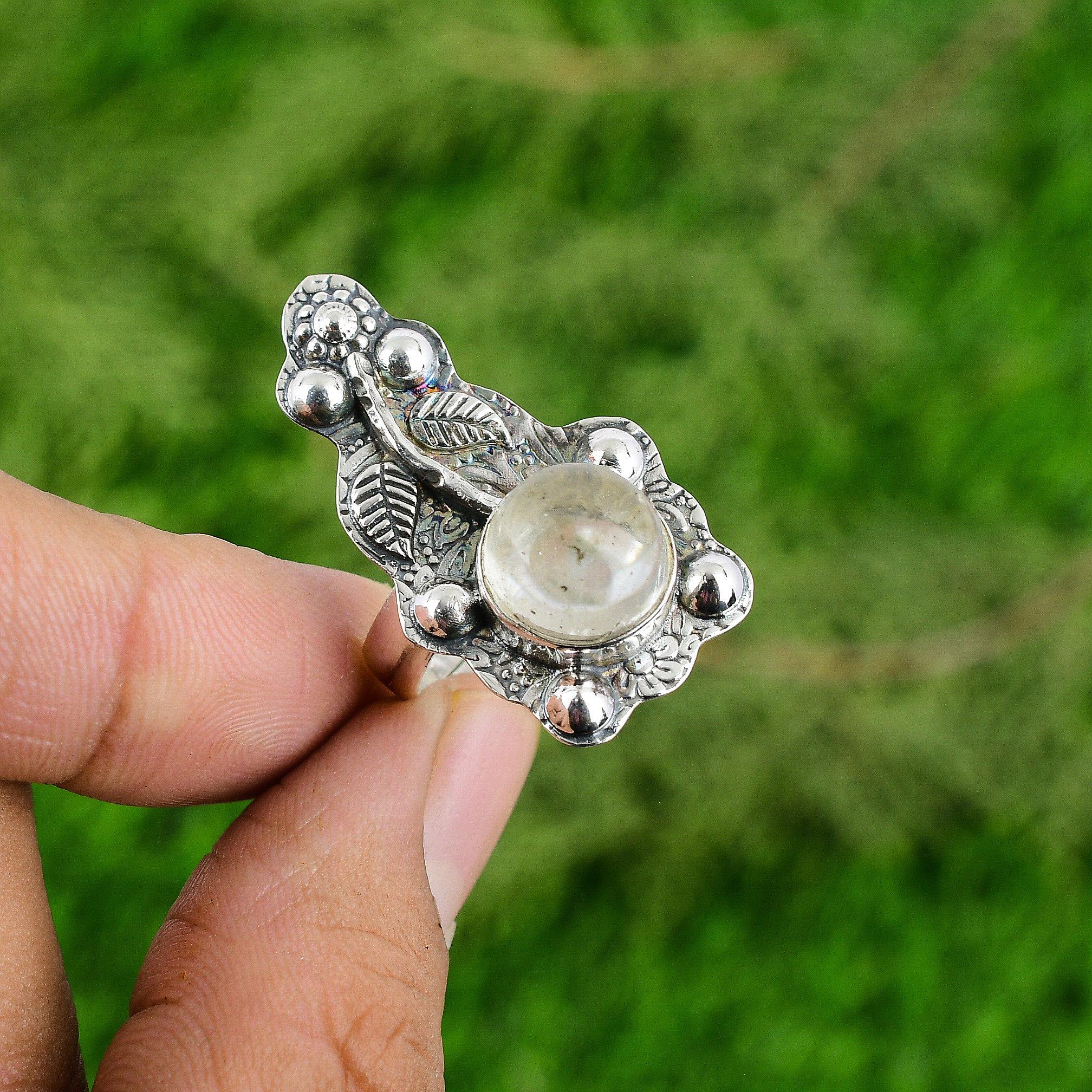Moonstone Stone Birthday Flower June Stackable Wife Ring Jewelry Sterling Silver