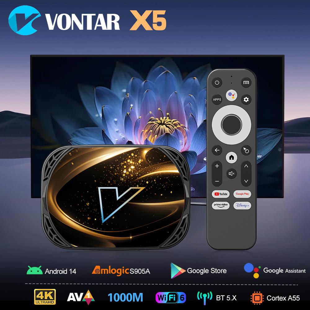 VONTAR X5 Android 14 TV Box Amlogic S905X5M 1000M Wifi6 4K 60fps AV1 Google Player Youtube Media Player