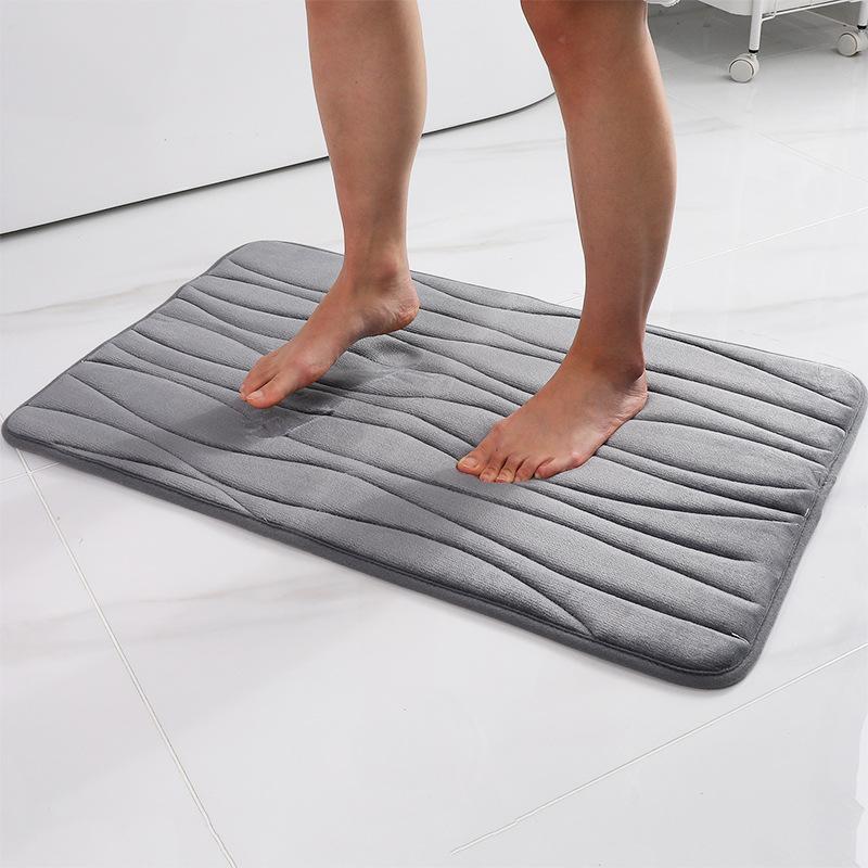 Wave stripe Sponge Bathroom Cashmere Thickening Mat Bath Non-slip Carpets In Wash Basin Bathtub  Floor Rug Shower Room Doormat Memory Foam 3D Pad