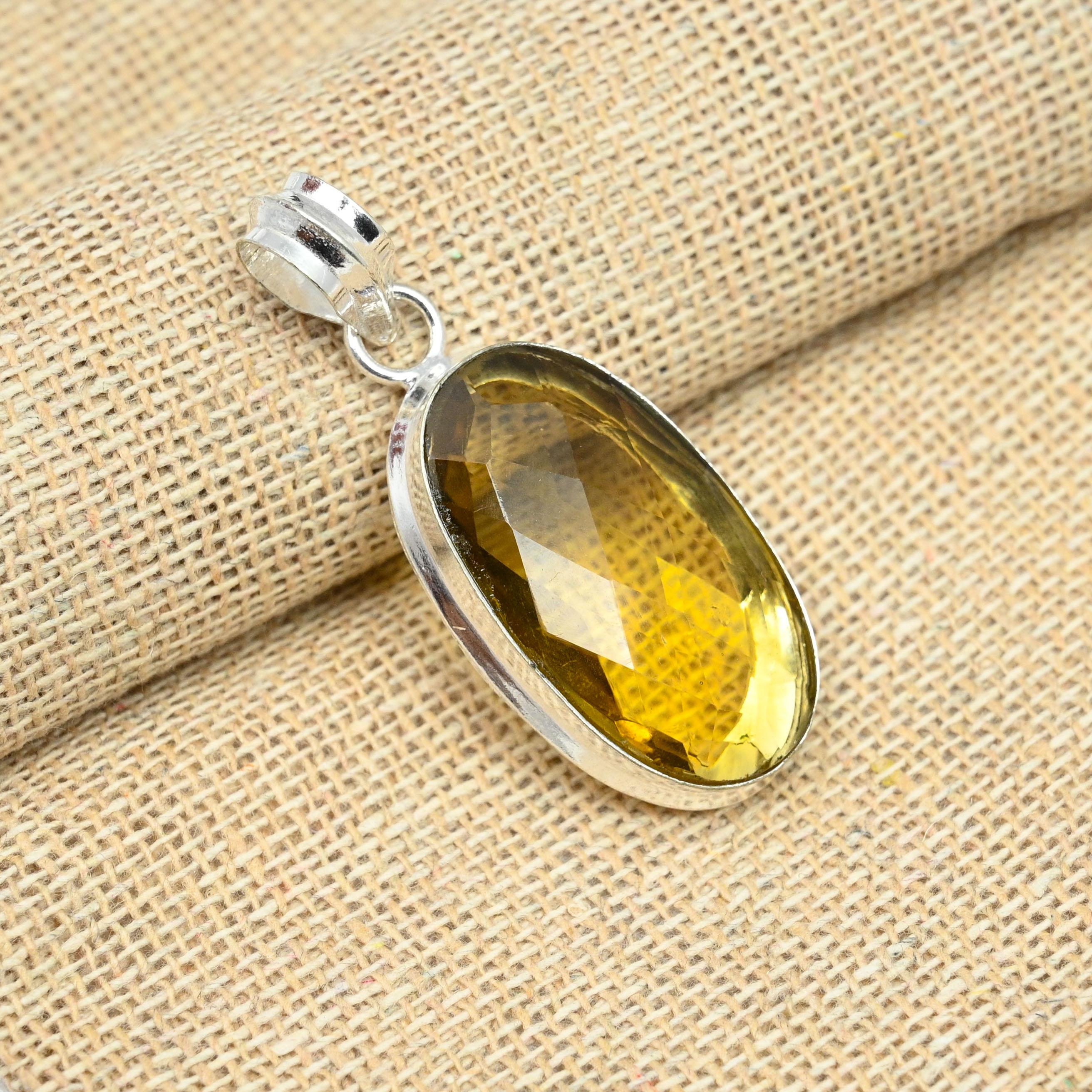 Citrine Topaz Gemstone 925 Sterling Silver šperky Ručně vyrobený přívěsek dárek pro ni